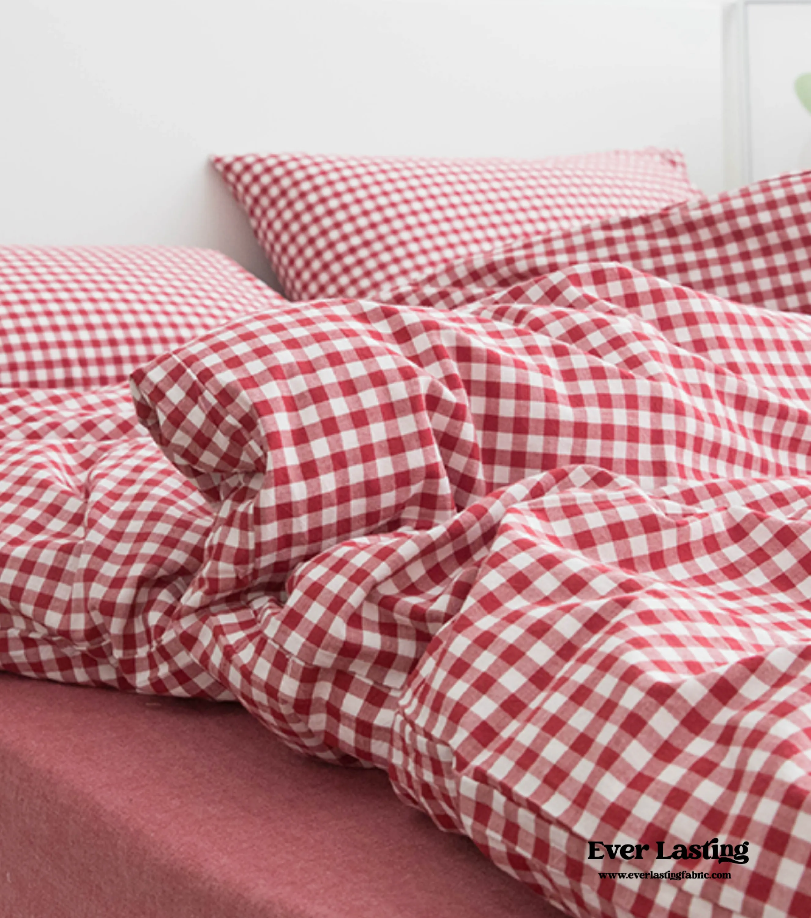 Gingham Bedding Set / Pink