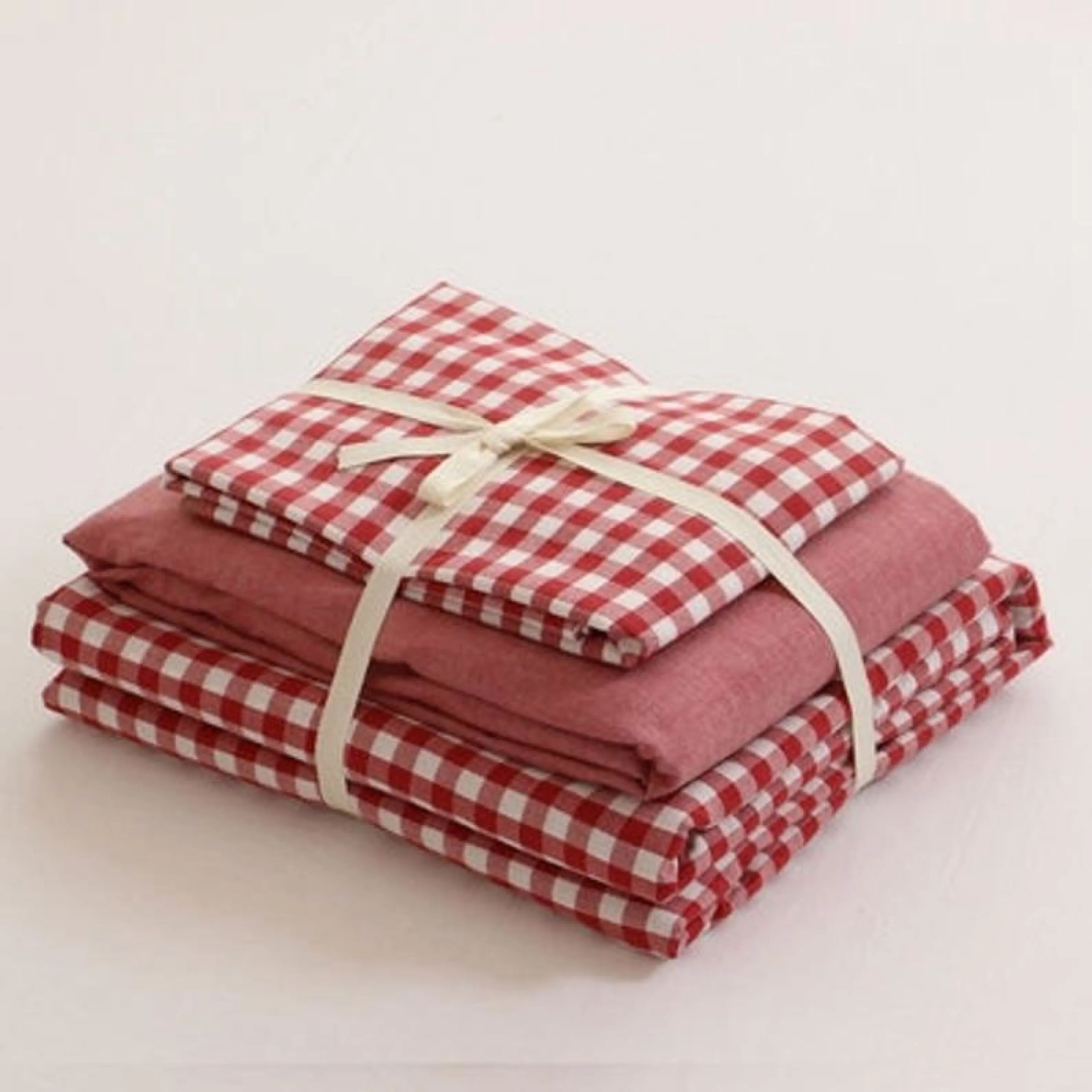 Gingham Bedding Set / Pink