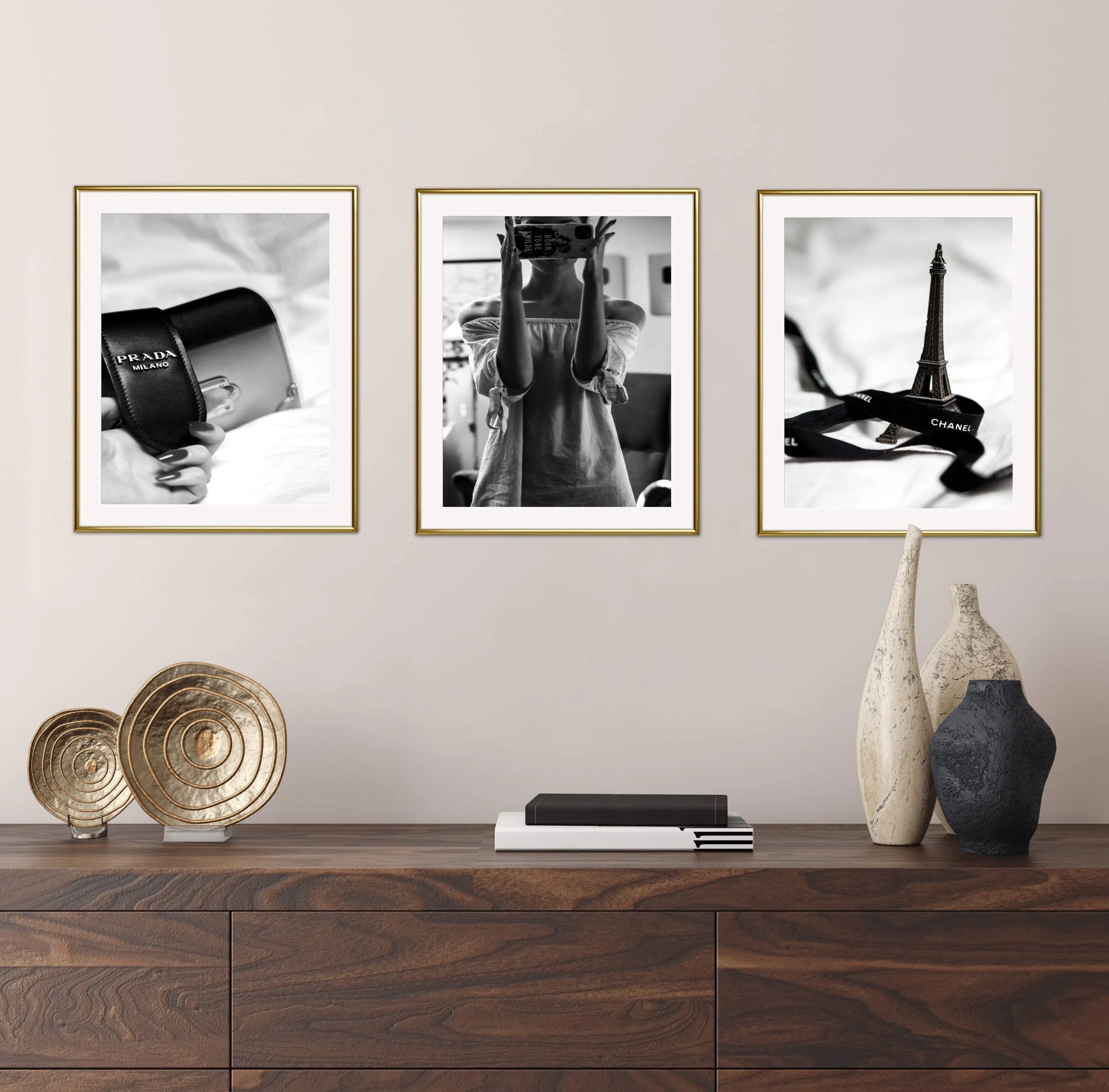 Glam Room Decor Set Of Three PRINTABLE WALL ART, Luxury Fashion Poster, Designer Poster, Black & White Prints, Glam Decor, Fashion Art Print