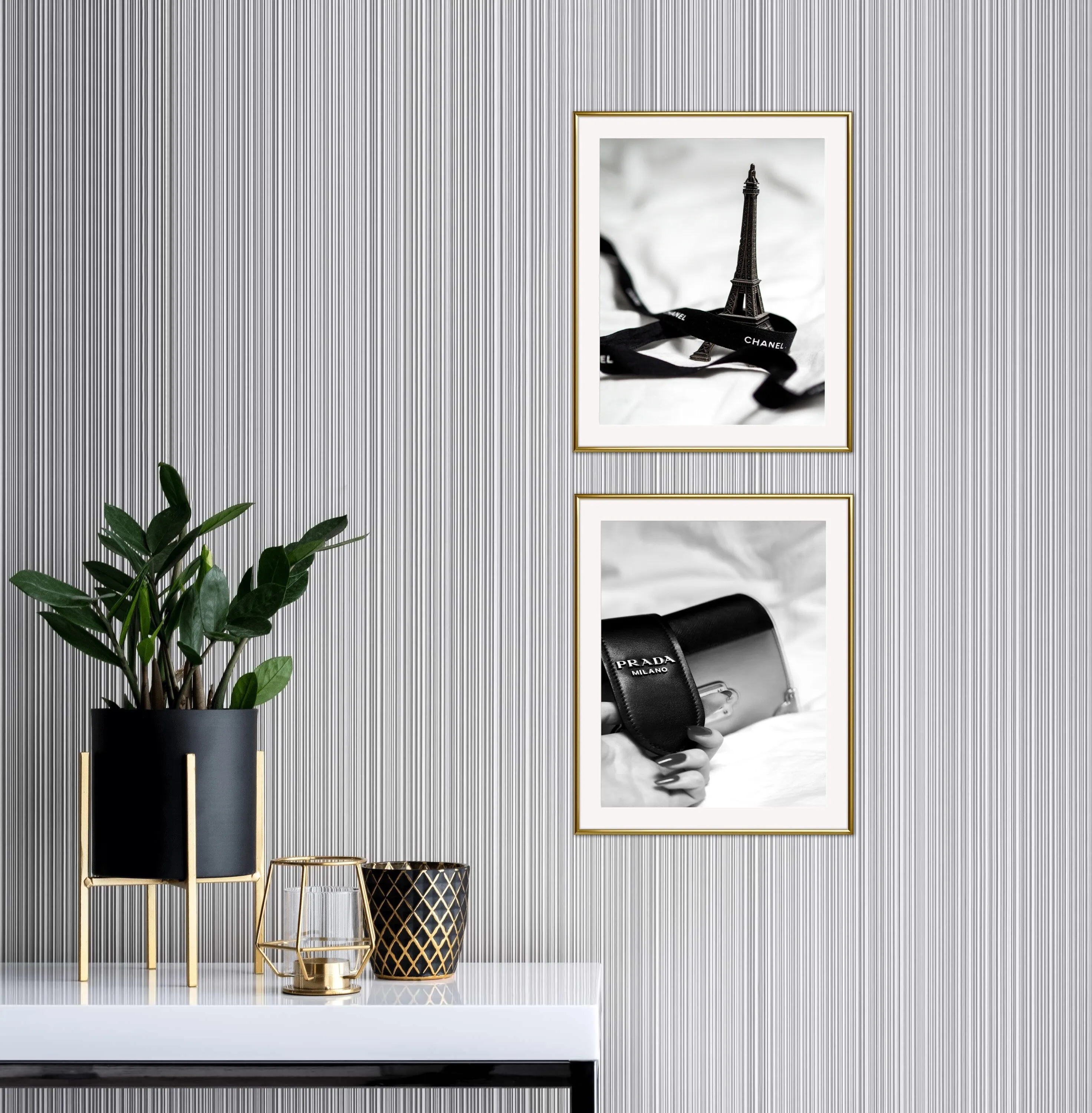 Glam Room Decor Set Of Three PRINTABLE WALL ART, Luxury Fashion Poster, Designer Poster, Black & White Prints, Glam Decor, Fashion Art Print