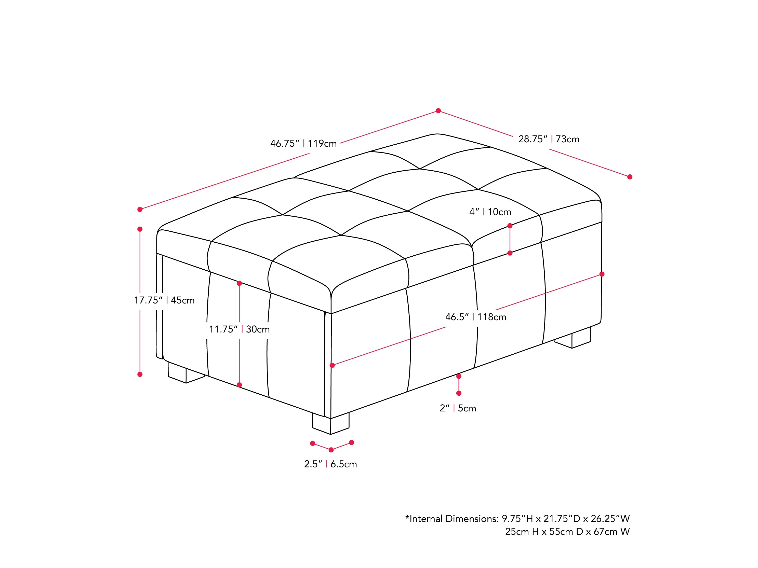 Grey Double Storage Ottoman