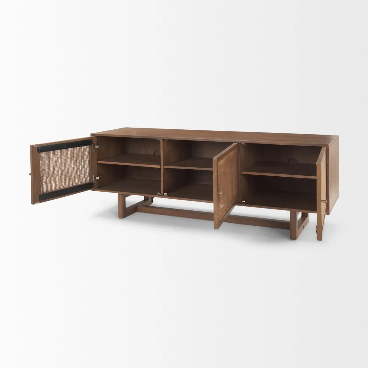 Grier Media Console Medium Brown Wood | Cane Accent