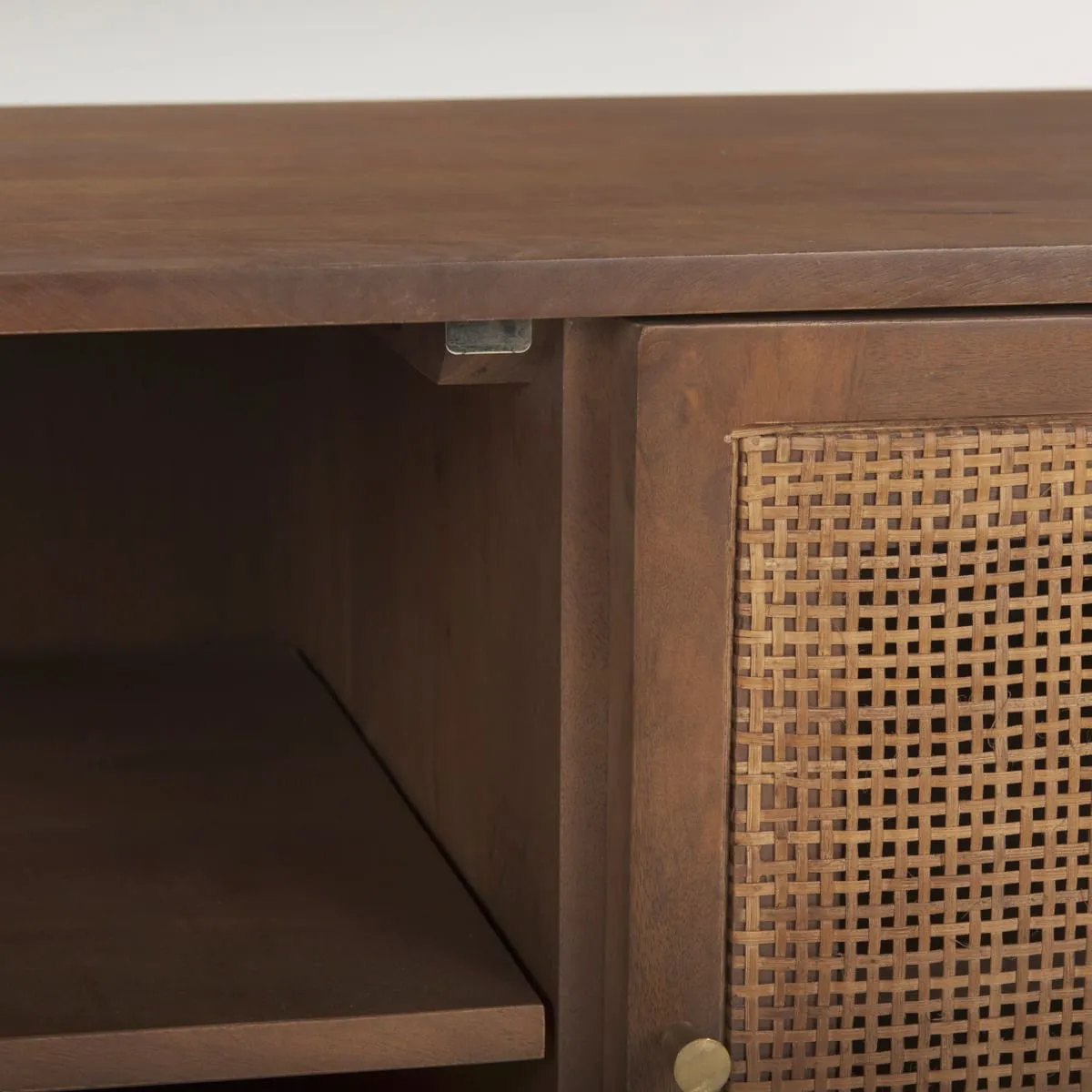 Grier Media Console Medium Brown Wood | Cane Accent