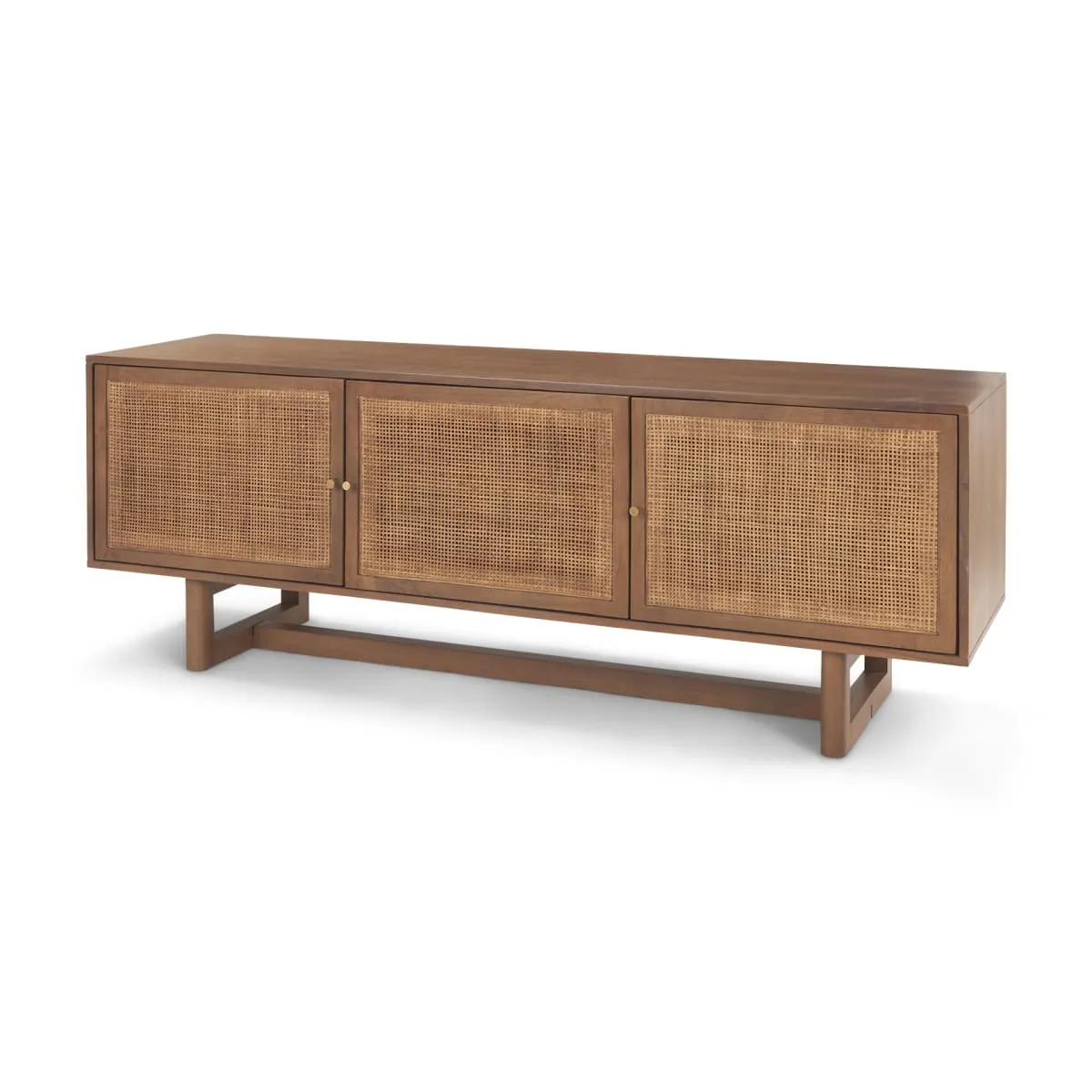 Grier Media Console Medium Brown Wood | Cane Accent