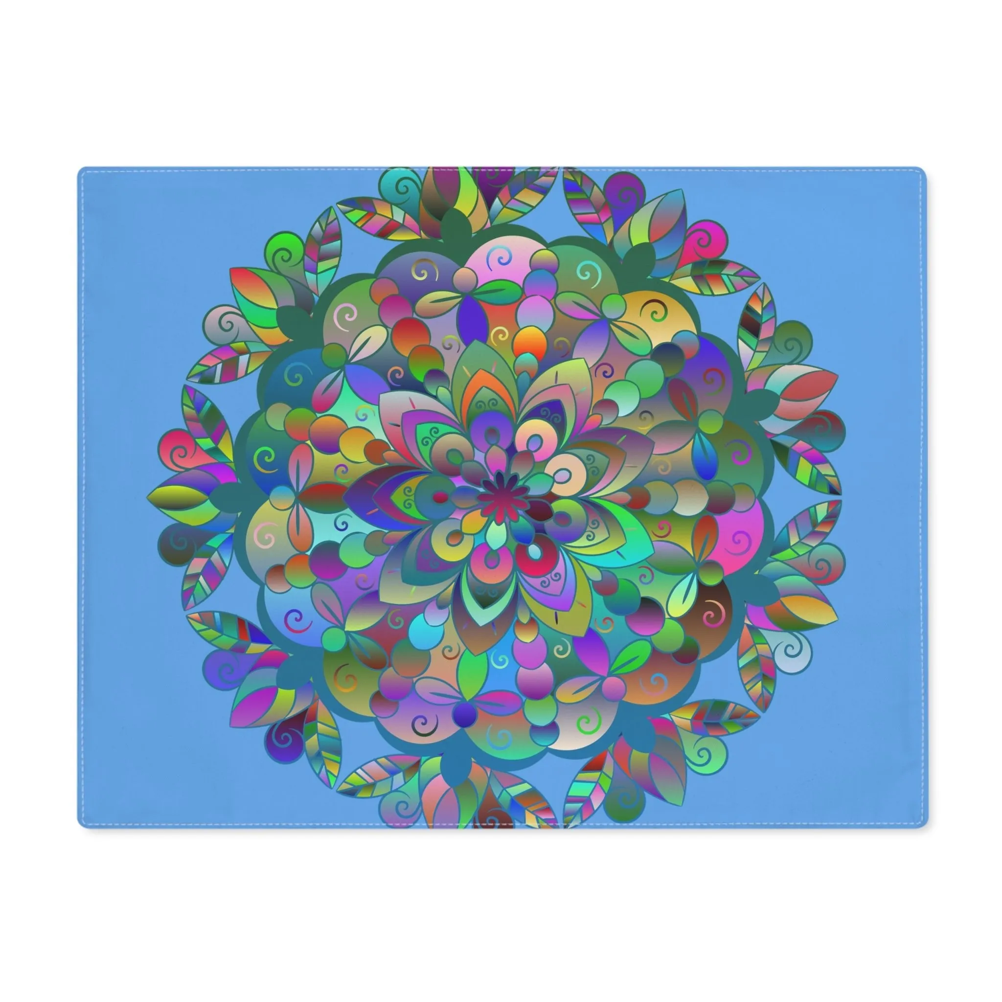 Hand-Drawn Mandala Art Placemat - Light Blue, 1pc