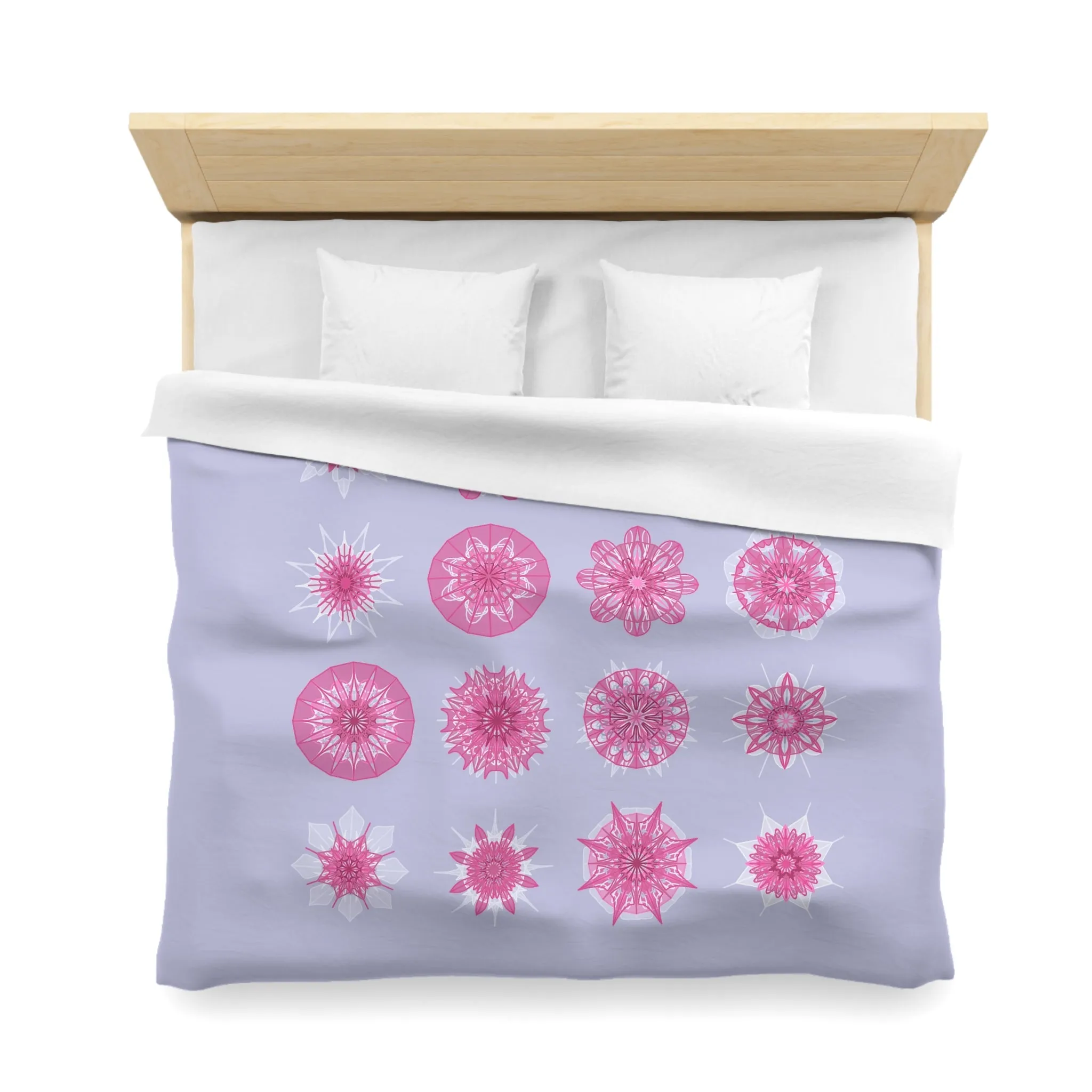 Handmade Mandala Design Microfiber Duvet Cover - Medium Lavender