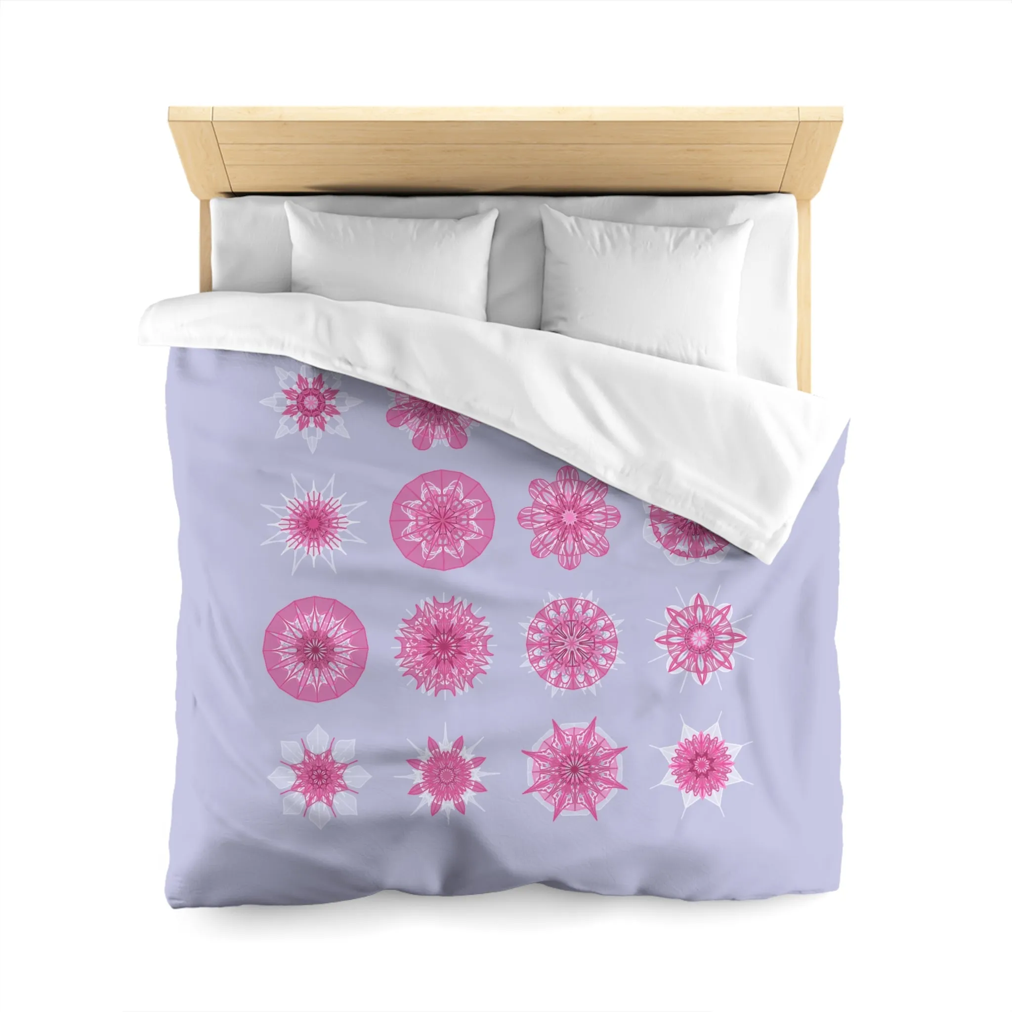 Handmade Mandala Design Microfiber Duvet Cover - Medium Lavender