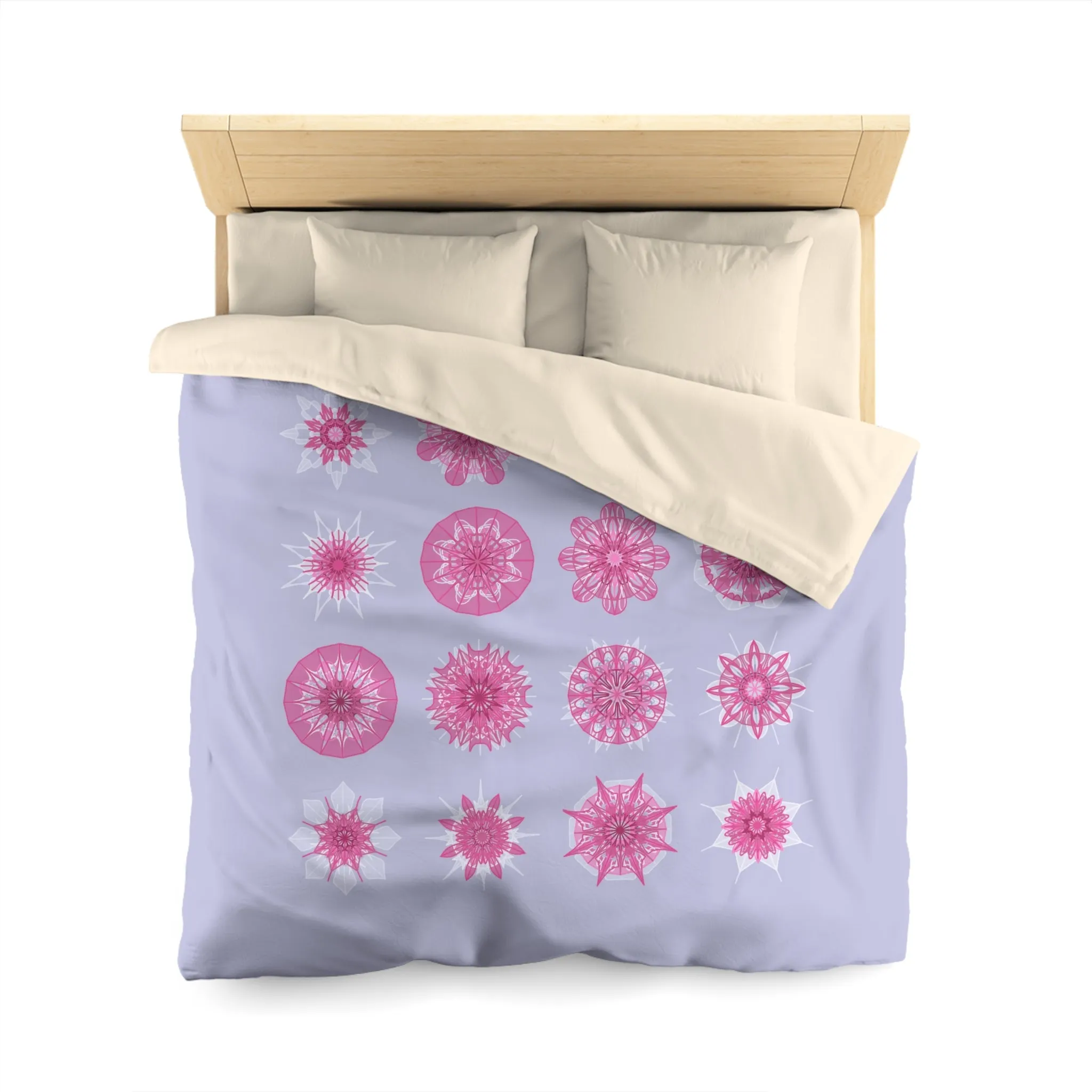 Handmade Mandala Design Microfiber Duvet Cover - Medium Lavender