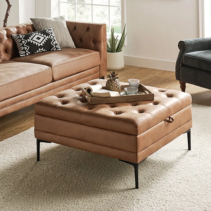 Hartmut Lift Top Shelved Storage Cocktail Ottoman