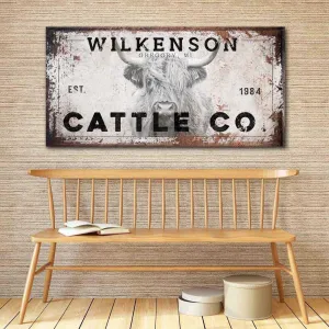 Highland Cow Sign Personalized Farmhouse Style