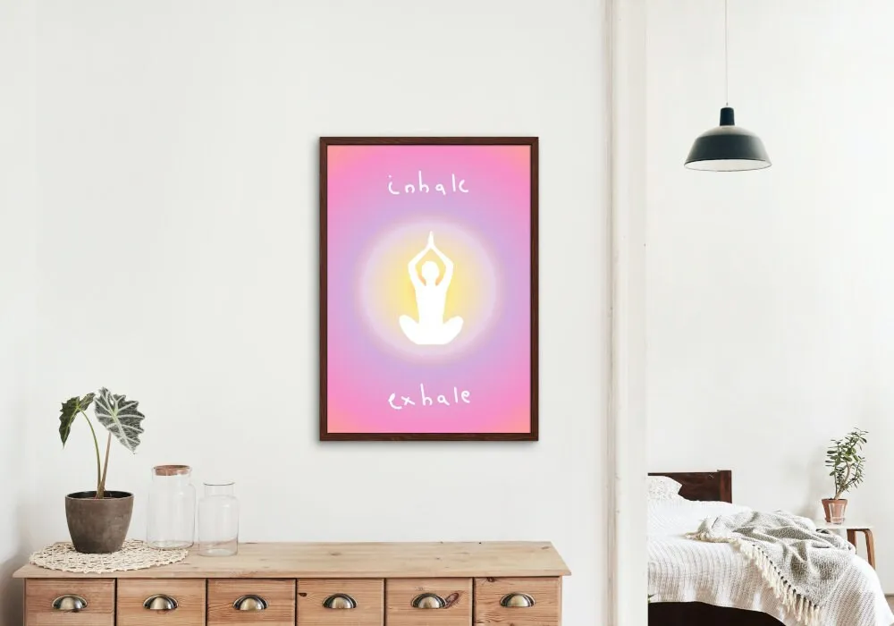 Inhale Exhale Yoga Poster PRINTABLE WALL ART, Danish Pastel, Sports Wall Art, Abstract Color, Aura Aesthetic Art Print, Yoga Pose Poster, Yoga Artwork, Zen Poster