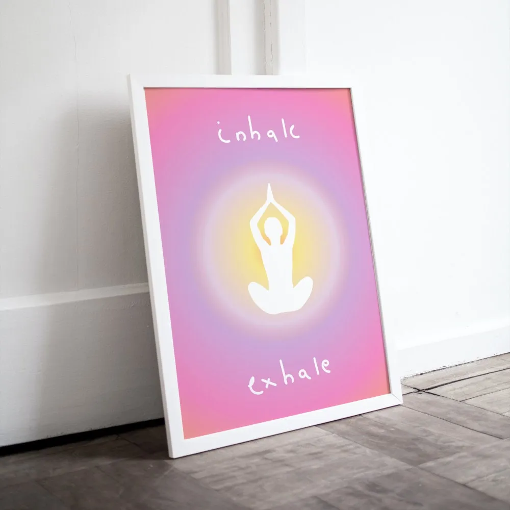 Inhale Exhale Yoga Poster PRINTABLE WALL ART, Danish Pastel, Sports Wall Art, Abstract Color, Aura Aesthetic Art Print, Yoga Pose Poster, Yoga Artwork, Zen Poster