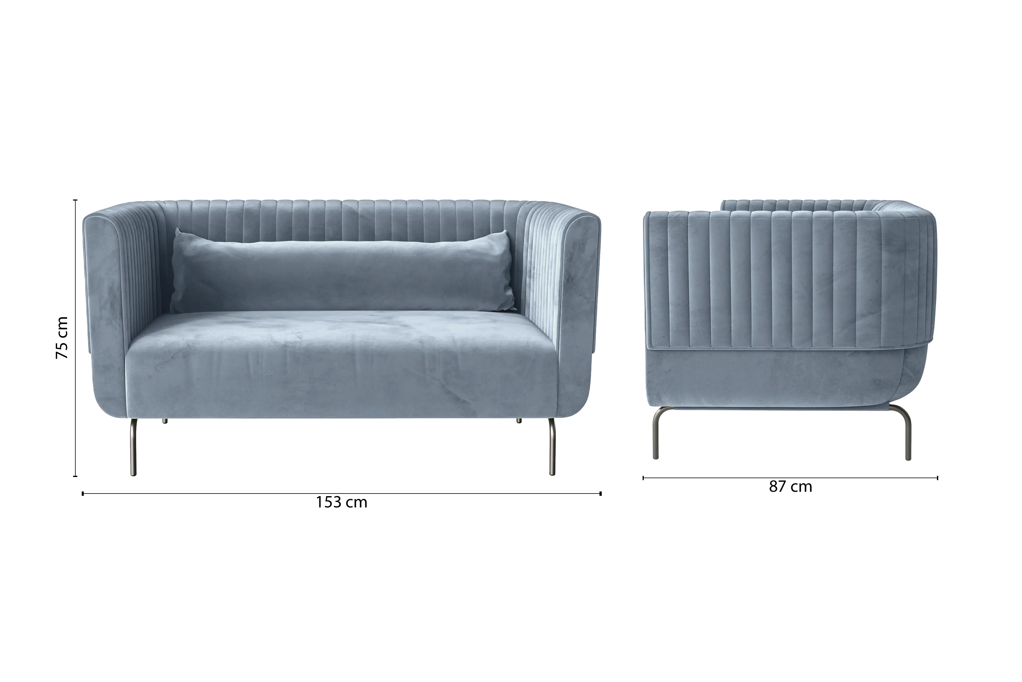 Jackson 2 Seater Sofa Baby Blue Velvet