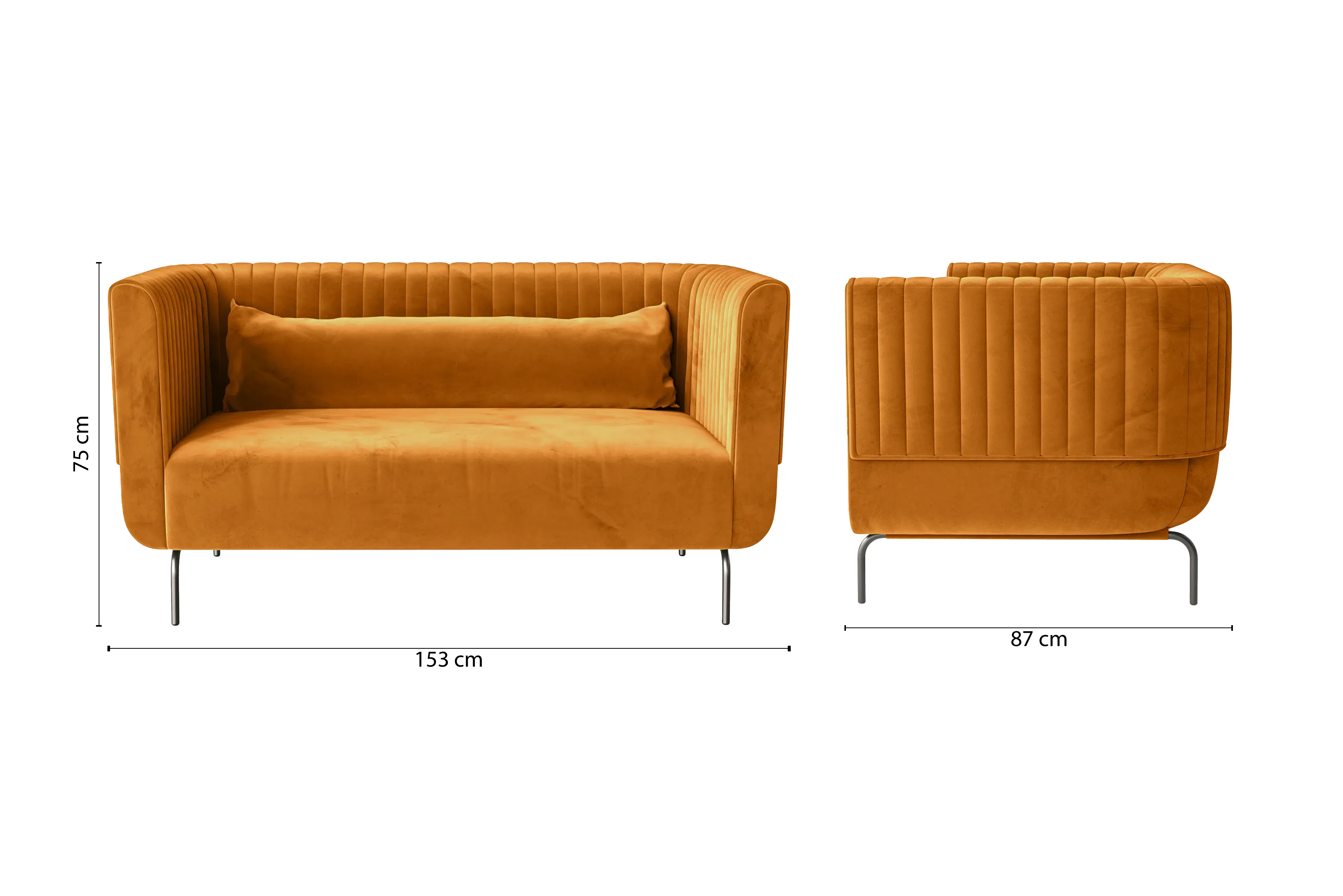 Jackson 2 Seater Sofa Gold Velvet