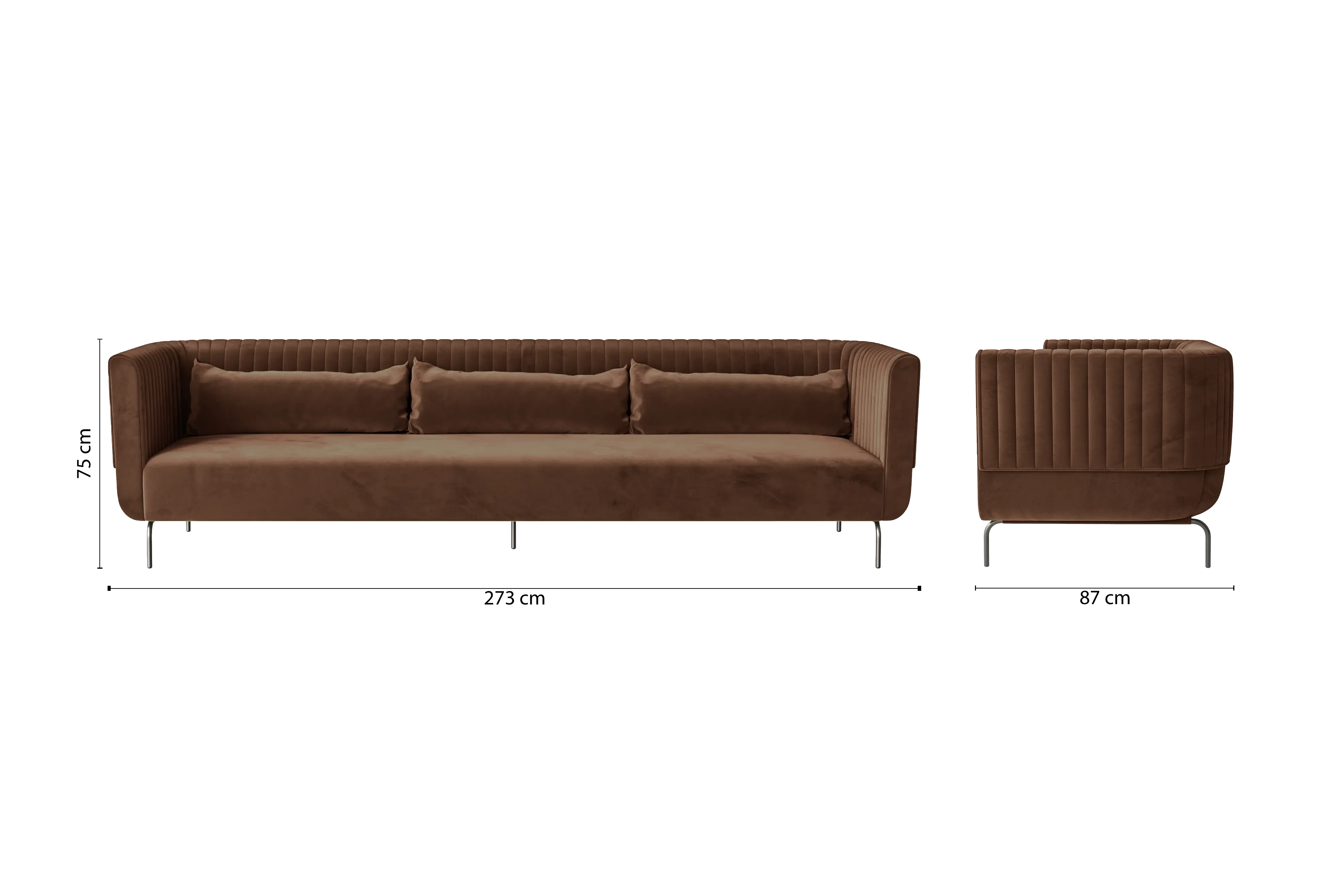 Jackson 4 Seater Sofa Coffee Brown Velvet