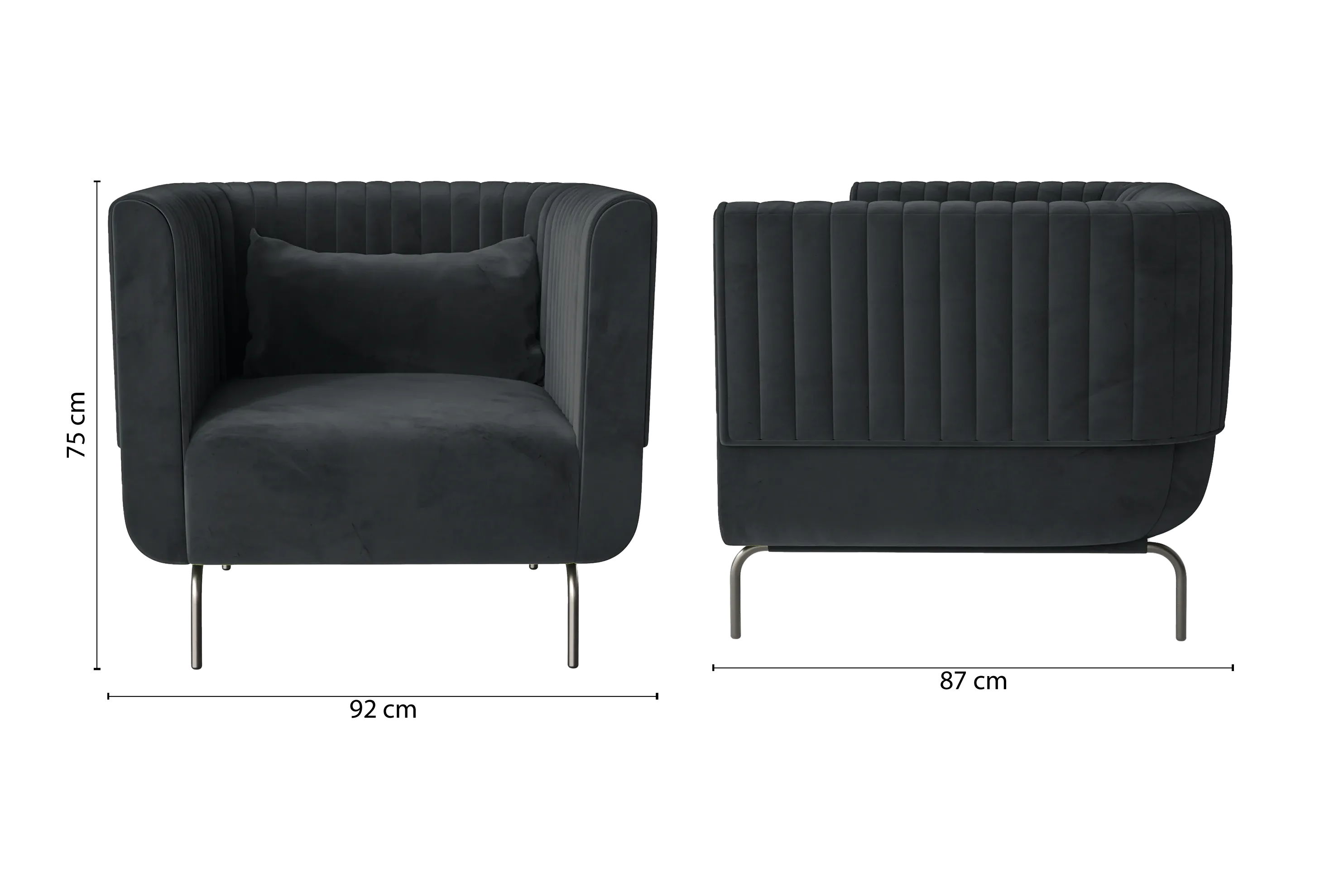 Jackson Armchair Dark Grey Velvet