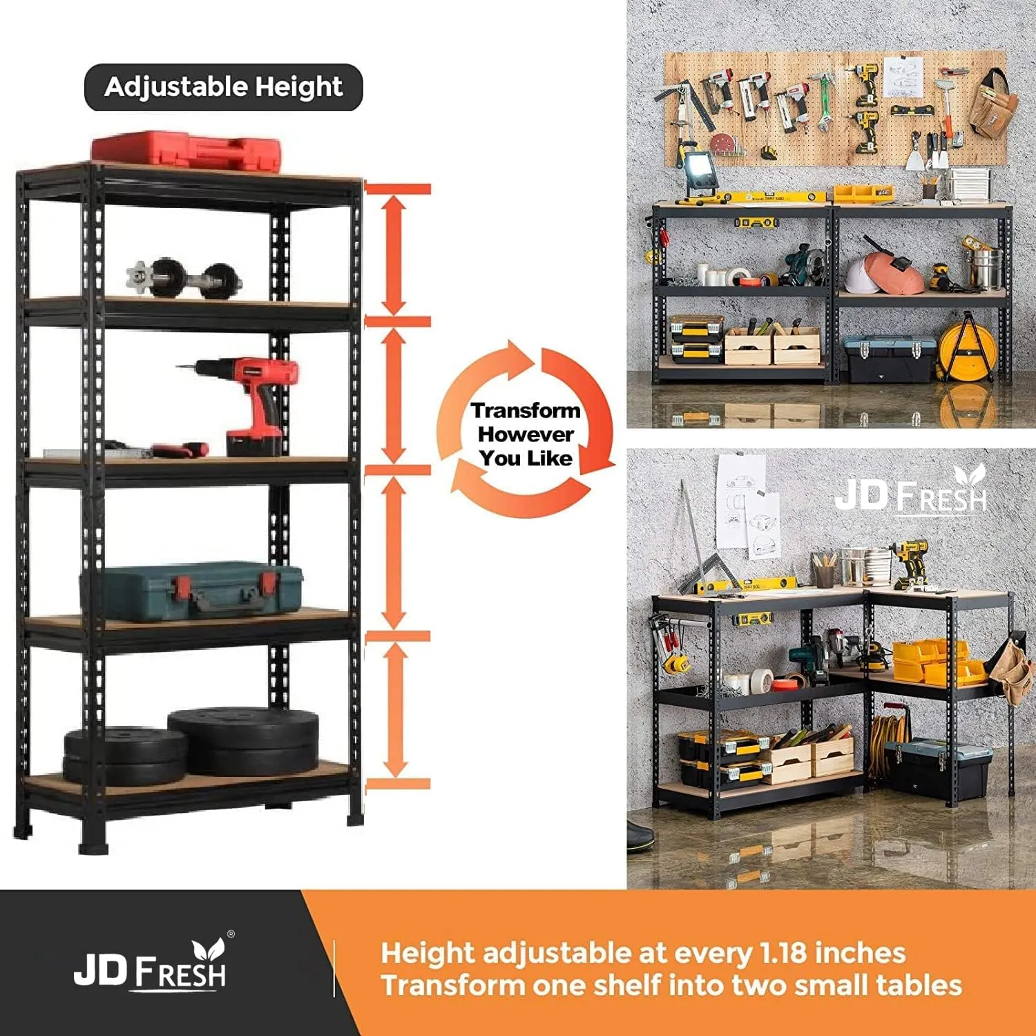 JD FRESH 5 Tier Shelf Iron Rack for Storage, Metal Rack Shelves for Storage, Foldable Steel Shelf Rack for Storage Multipurpose, Storage Rack, Metal Racks and Shelves-5 Rack