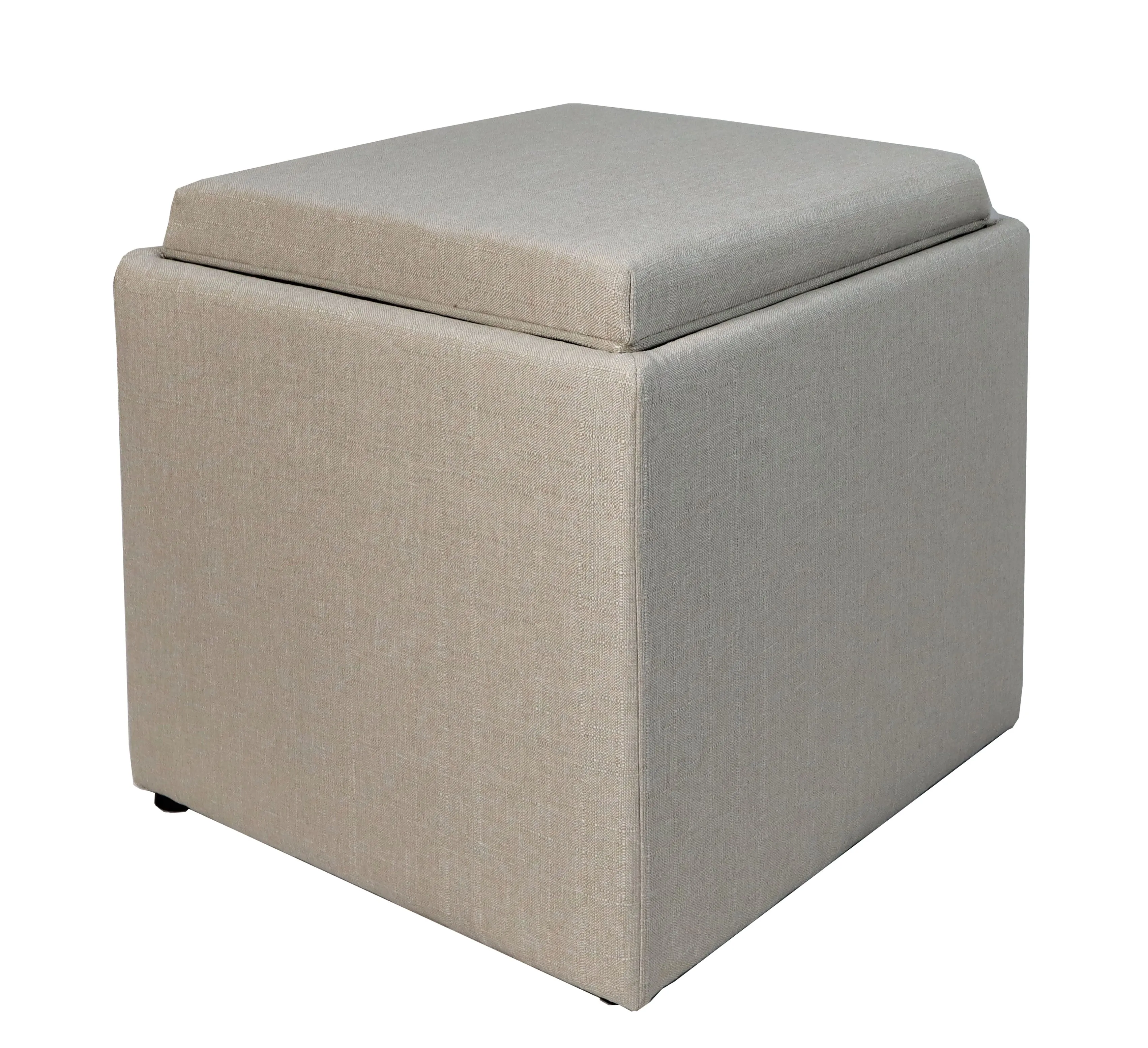 Kas Tray Top Beige Storage Ottoman