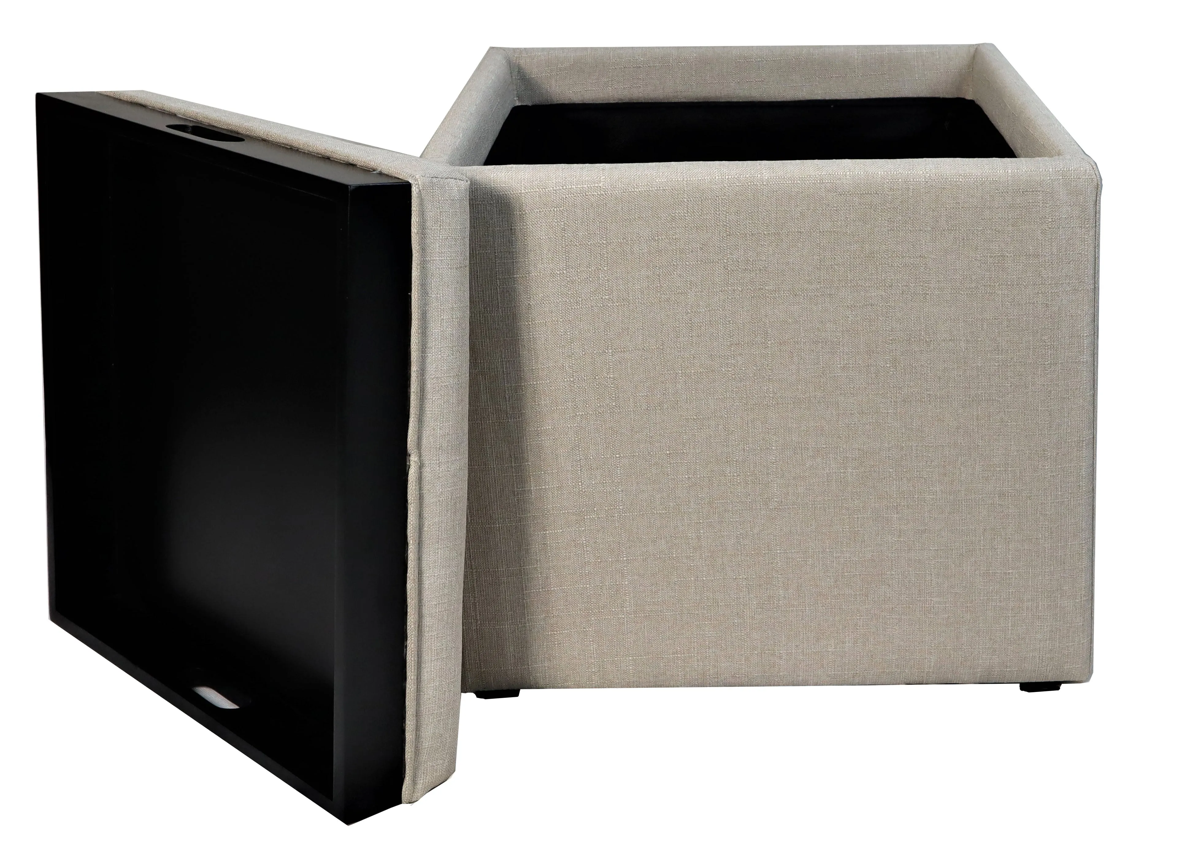 Kas Tray Top Beige Storage Ottoman