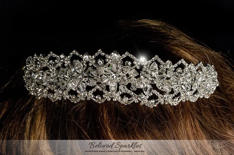 Lara Victorian Art Deco Swarovski Crystal Silver Tiara