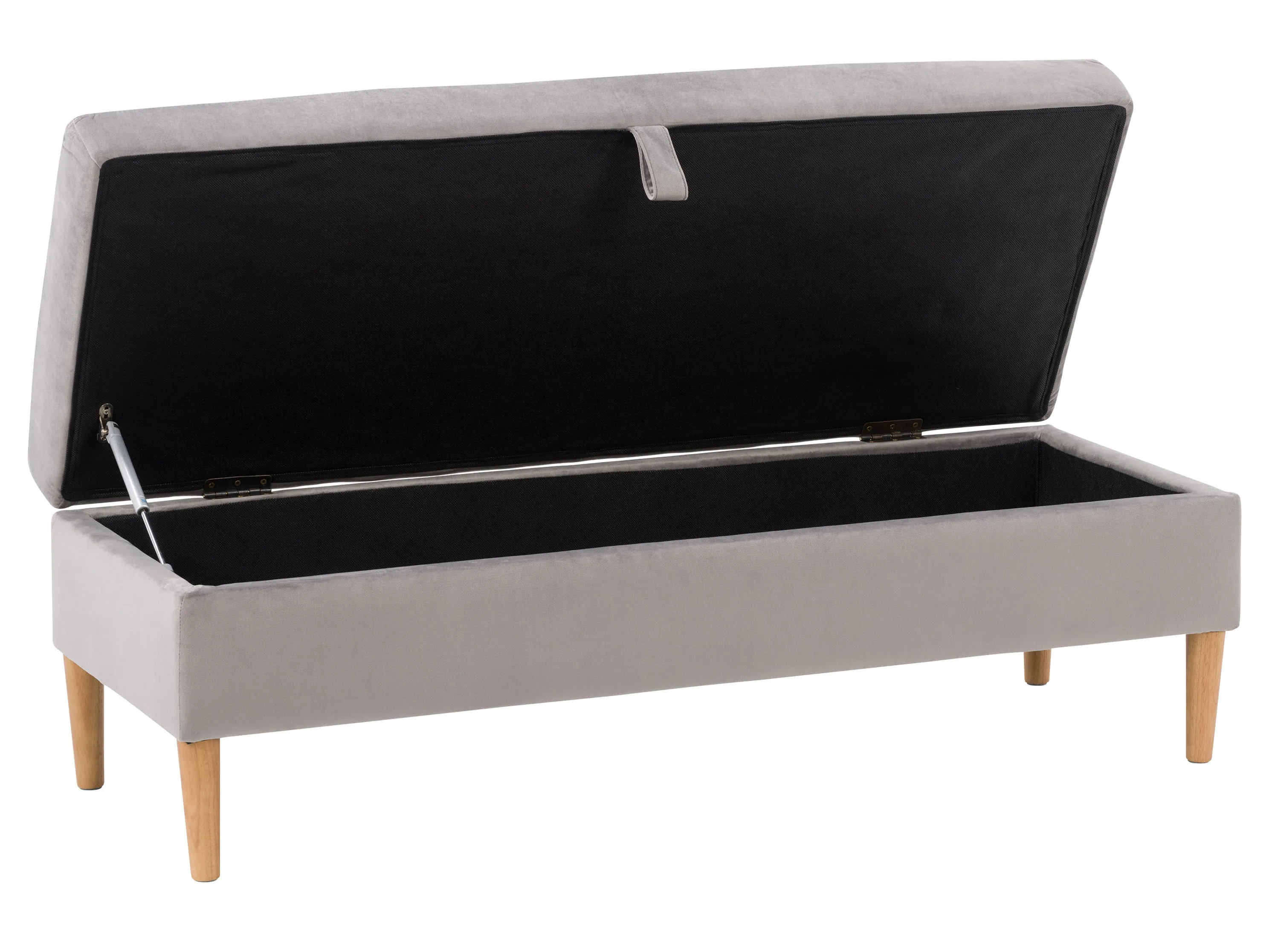 Light Grey Velvet Storage Ottoman