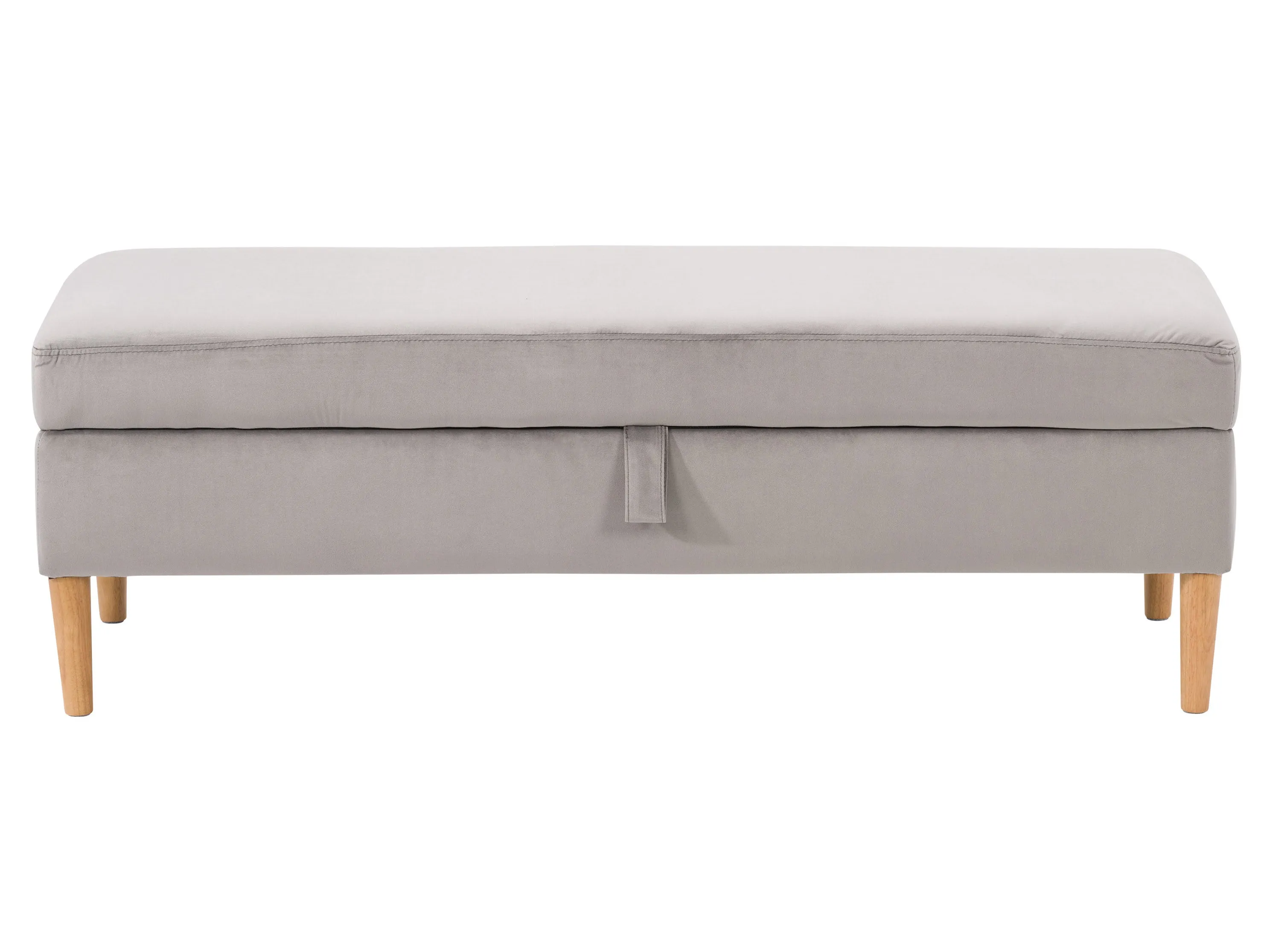 Light Grey Velvet Storage Ottoman