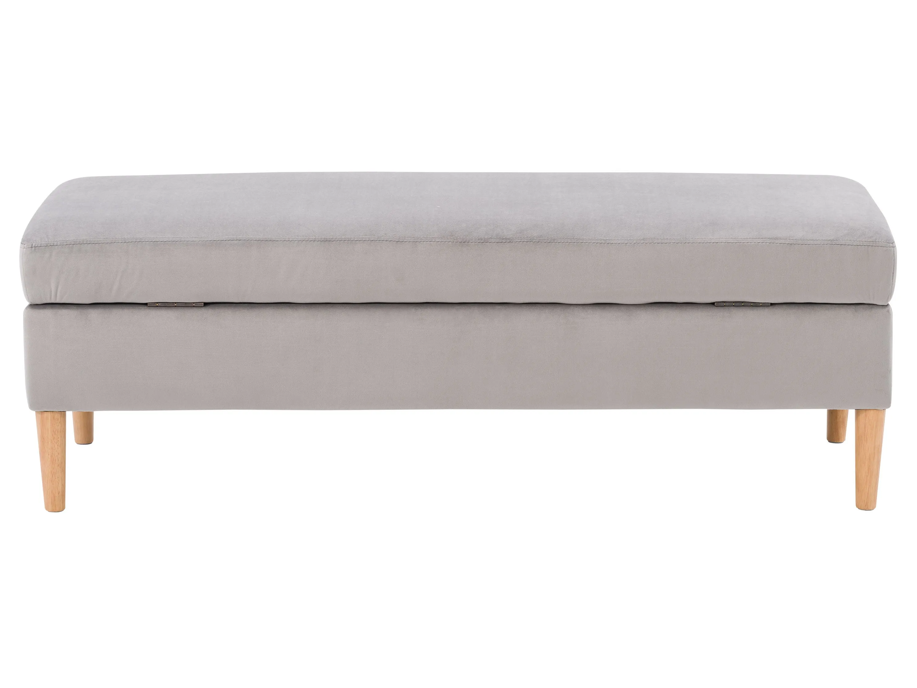 Light Grey Velvet Storage Ottoman