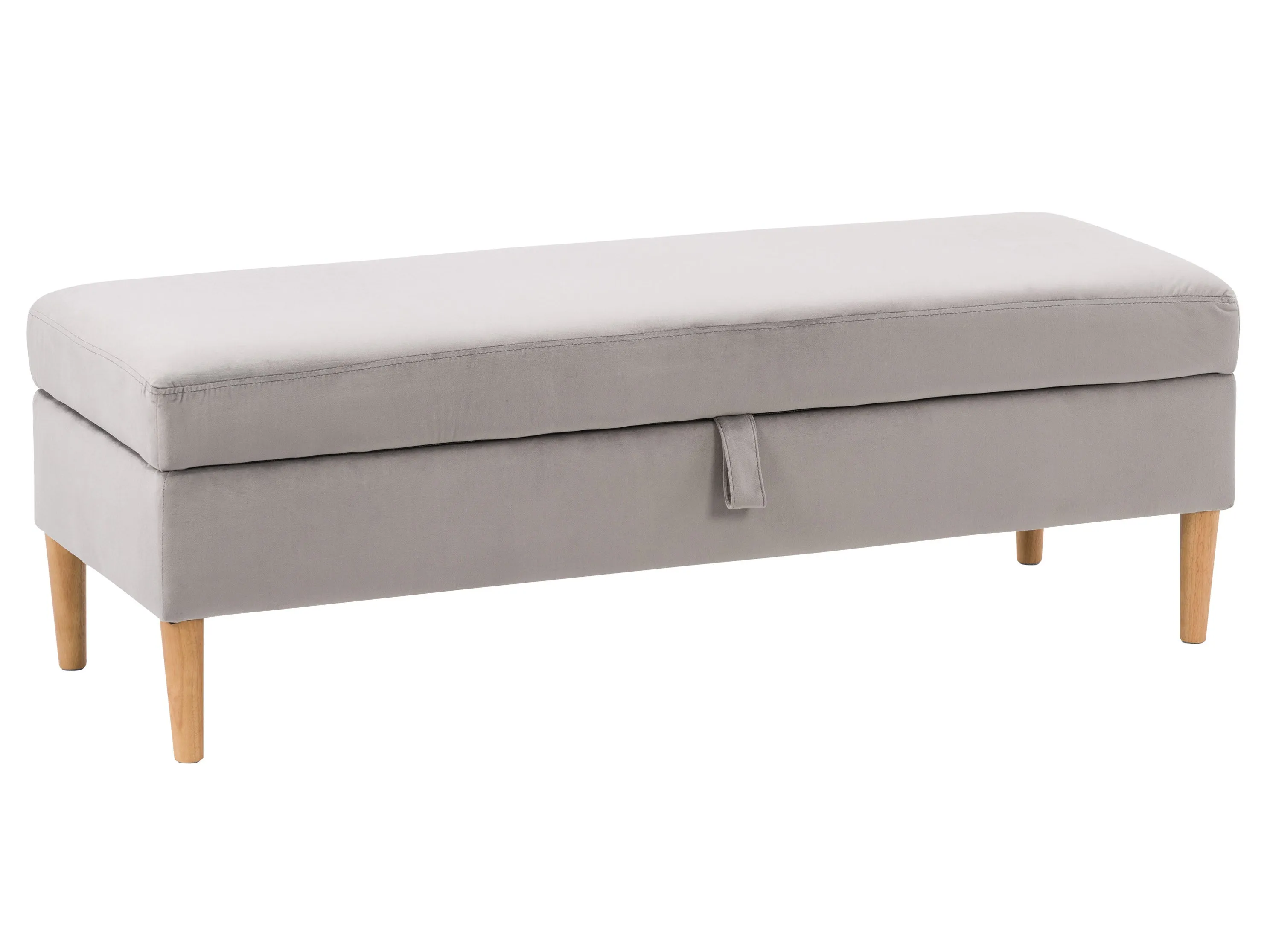 Light Grey Velvet Storage Ottoman