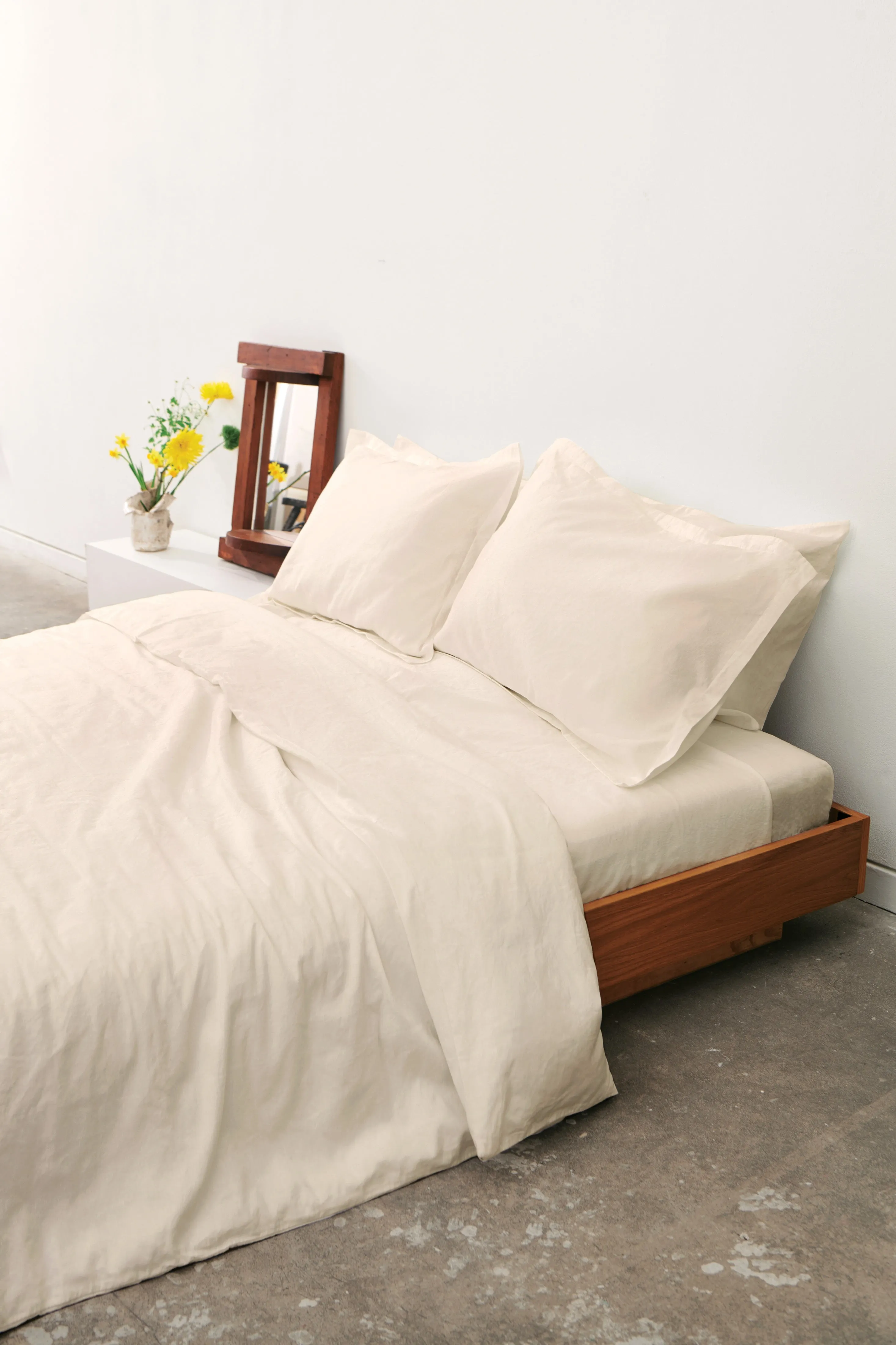 Linen Duvet Cover and Pillow Sham Set in Natural