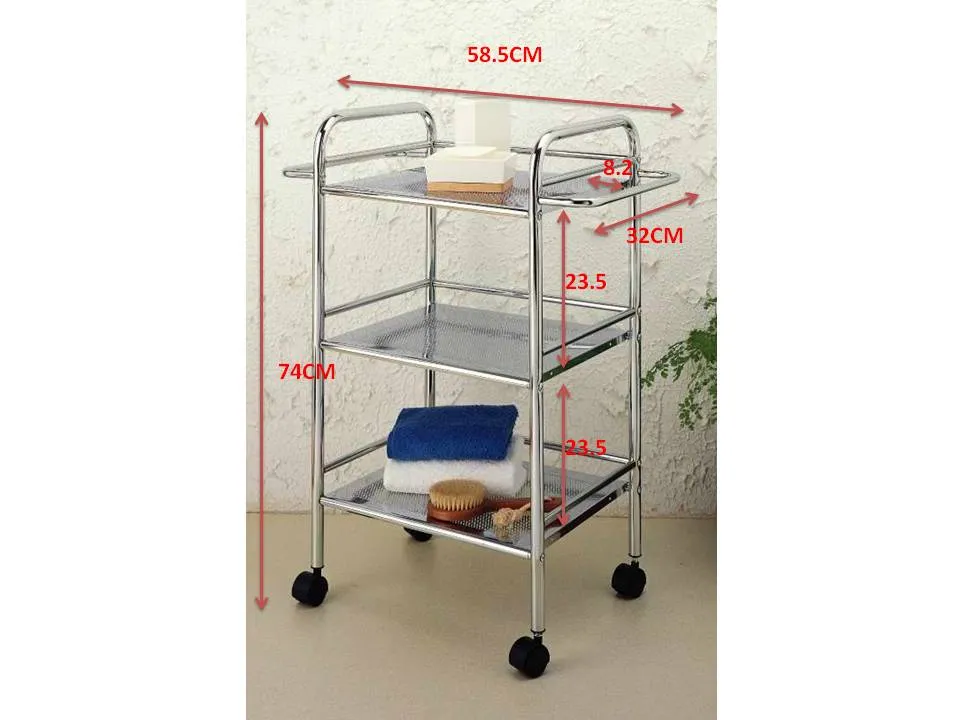 Lucy 3-Tier Shelf Trolley/ Storage Rolling Cart With 2 Handles