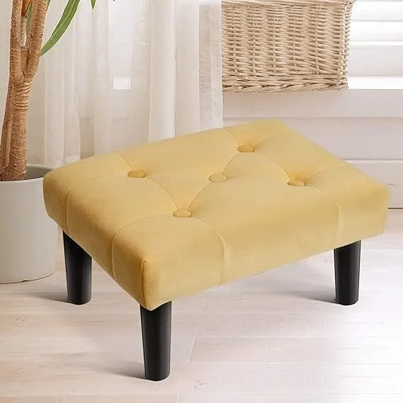 Malvina Rectangle Shape Fabric Ottoman Puffy for Foot Rest