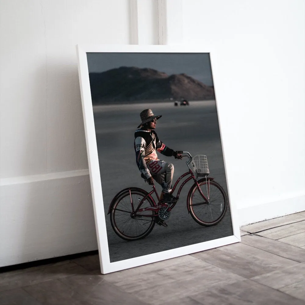 Man On Bike At Burning Man Poster INSTANT DOWNLOAD Art Print, Alternative Wall Art, Rock Poster, Avant Garde Decor, Music Festival Poster