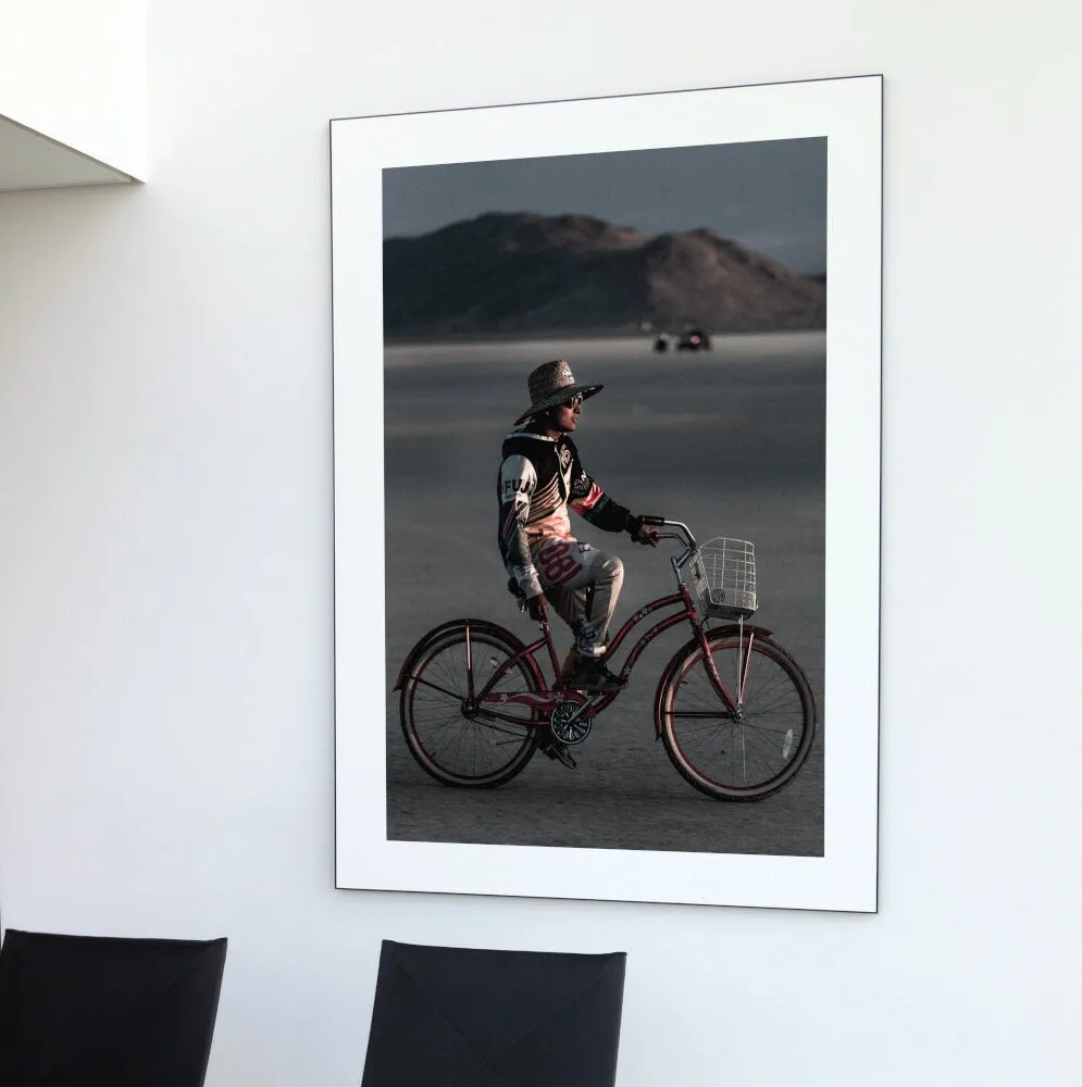 Man On Bike At Burning Man Poster INSTANT DOWNLOAD Art Print, Alternative Wall Art, Rock Poster, Avant Garde Decor, Music Festival Poster