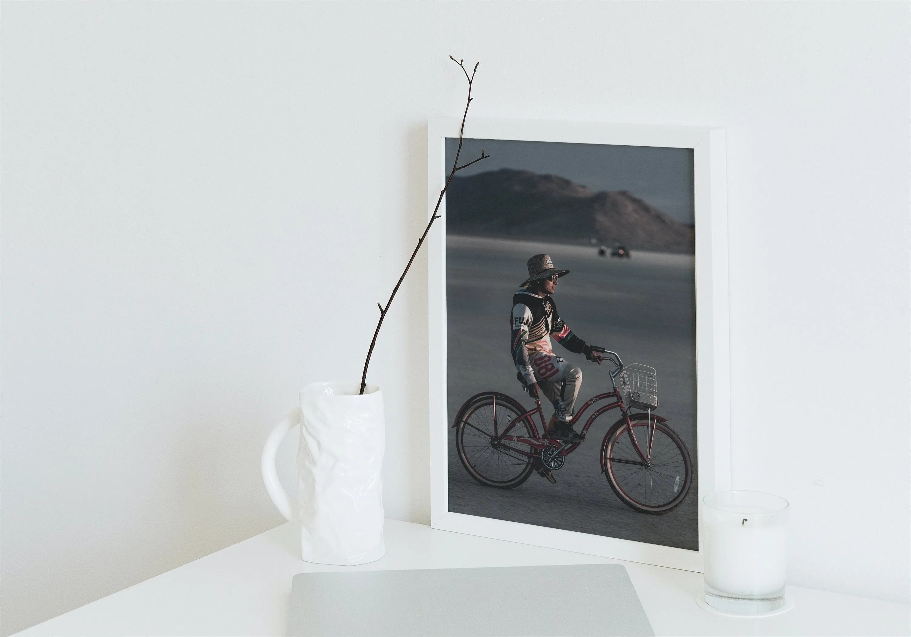 Man On Bike At Burning Man Poster INSTANT DOWNLOAD Art Print, Alternative Wall Art, Rock Poster, Avant Garde Decor, Music Festival Poster