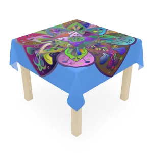 Mandala Art Hand-Drawn Light Blue Square Tablecloth