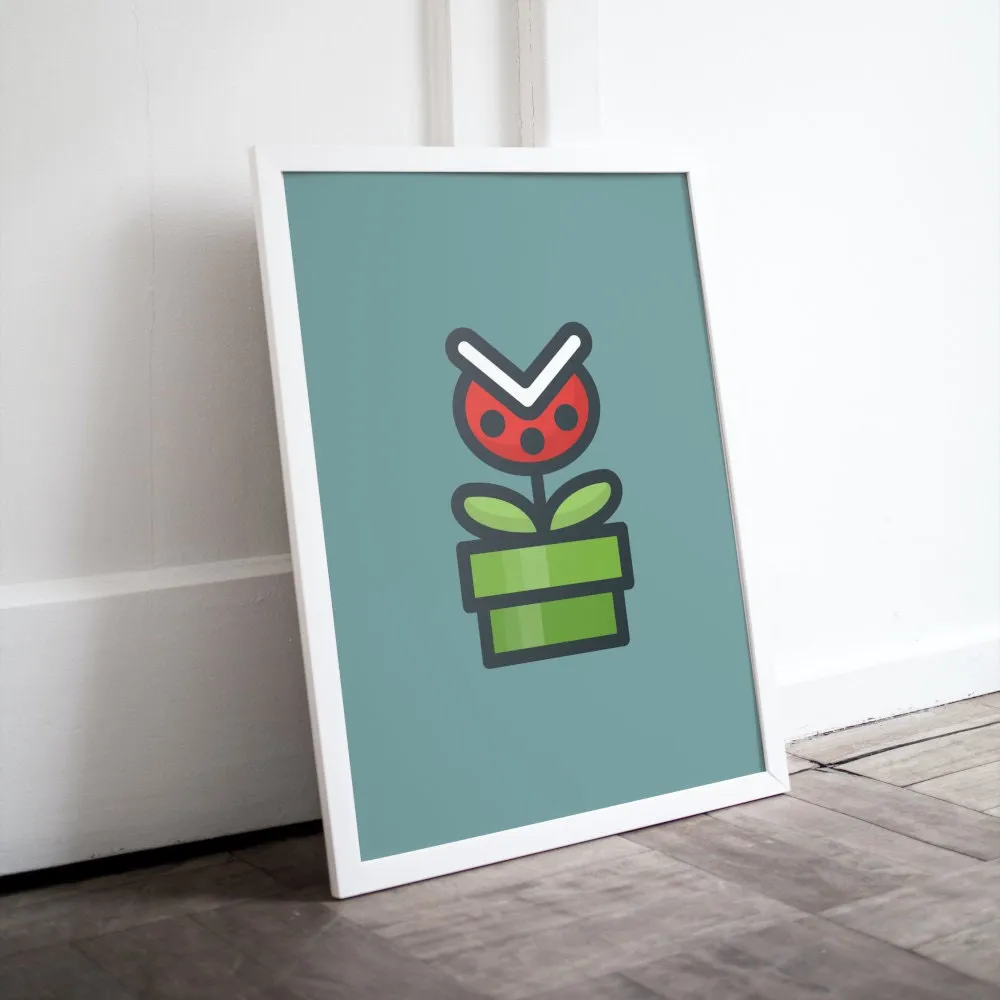 Mario Flower Poster PRINTABLE ART, Gaming Poster, Super Mario Poster, 80S Nostalgia, Video Game Posters