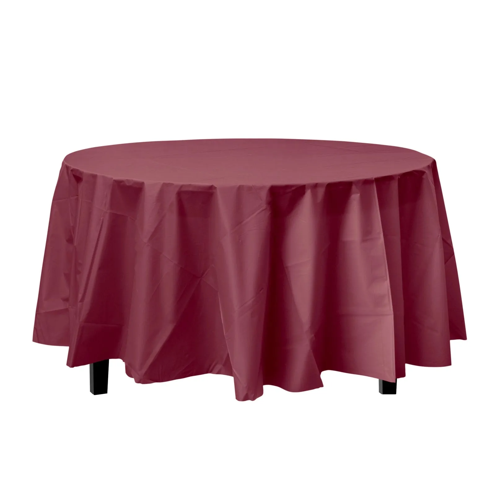 Maroon Plastic Tablecloth - 84" Round