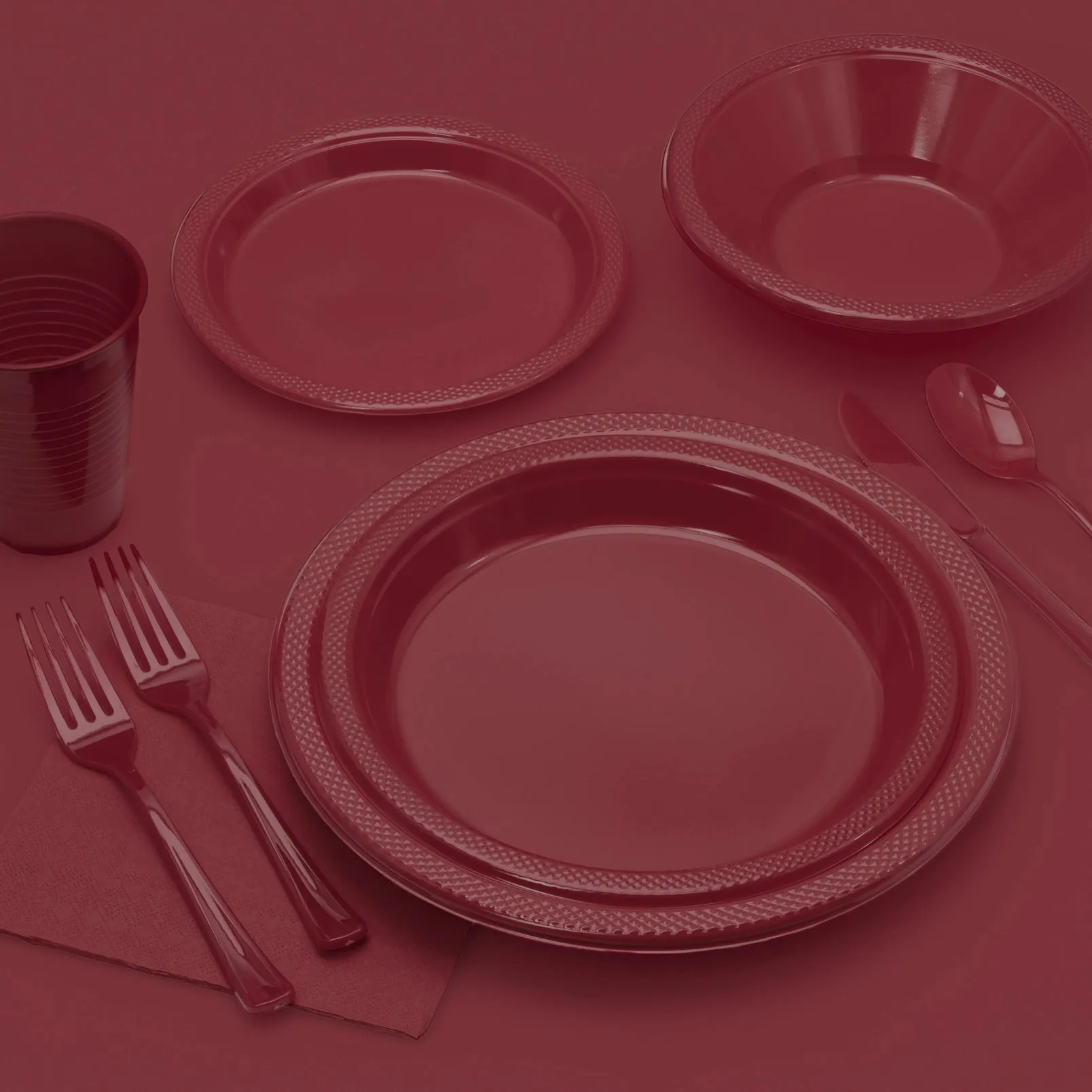 Maroon Plastic Tablecloth - 84" Round