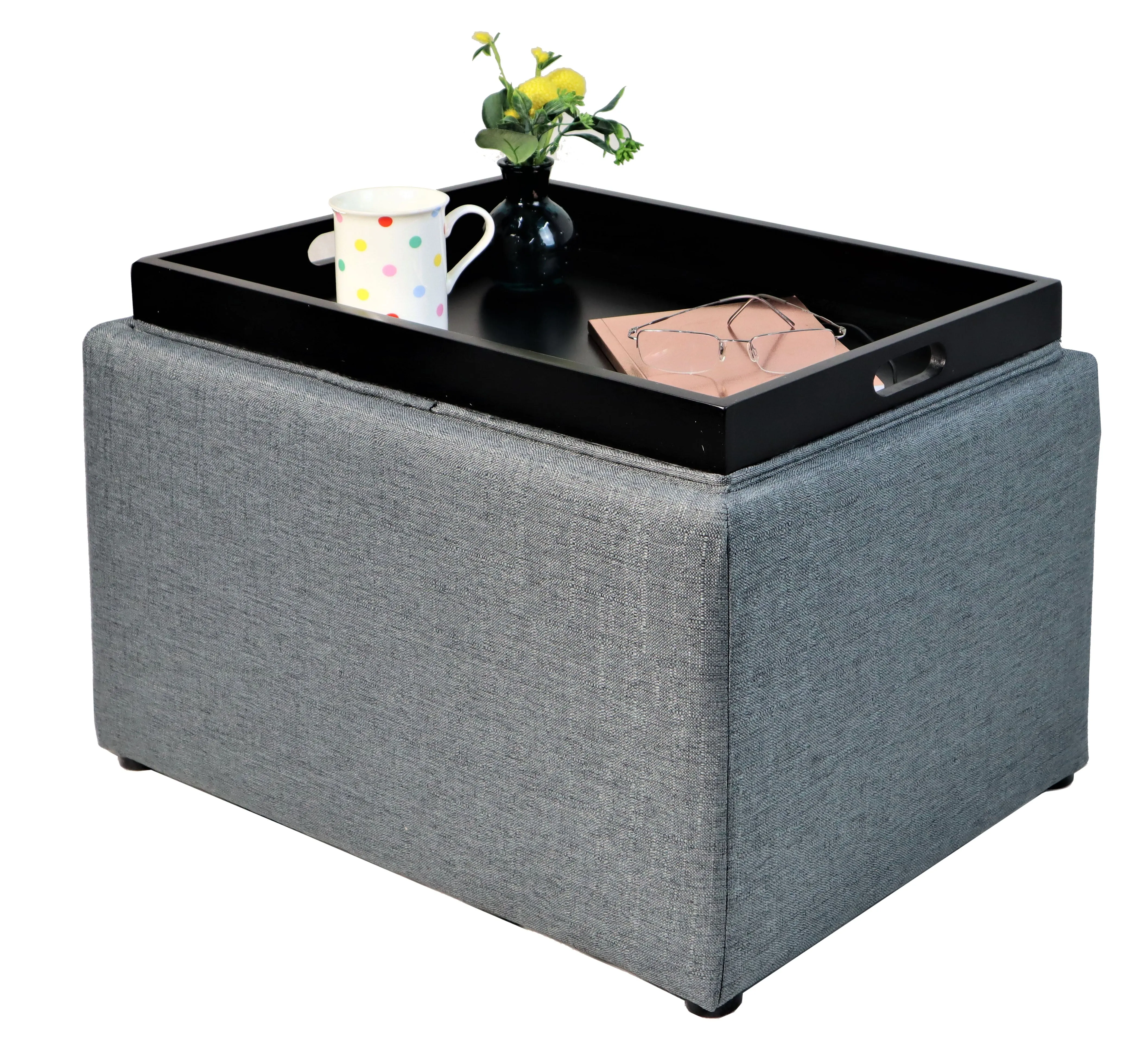 Merton Grey Storage Ottoman Bench