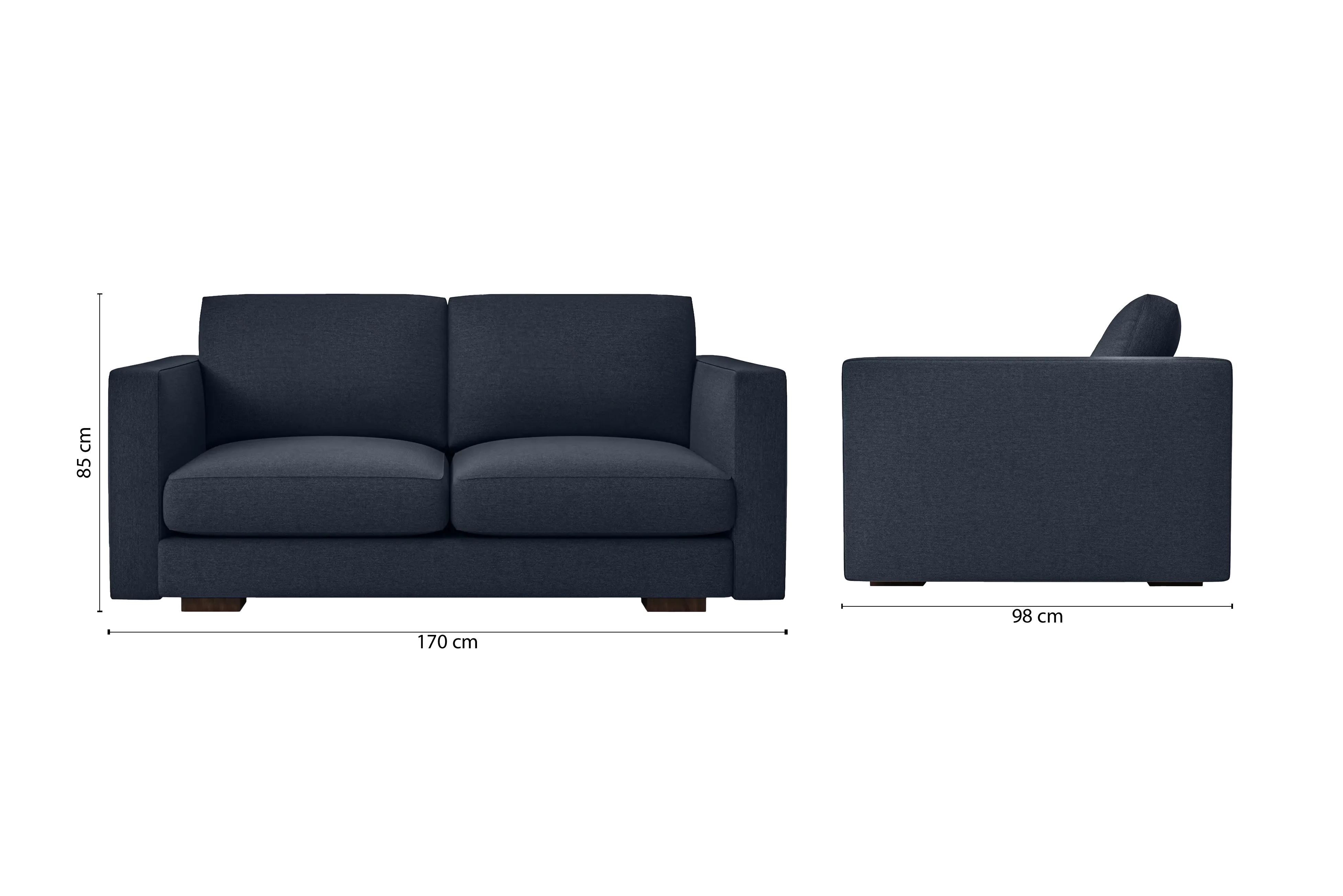 Messina 2 Seater Sofa Dark Blue Linen Fabric