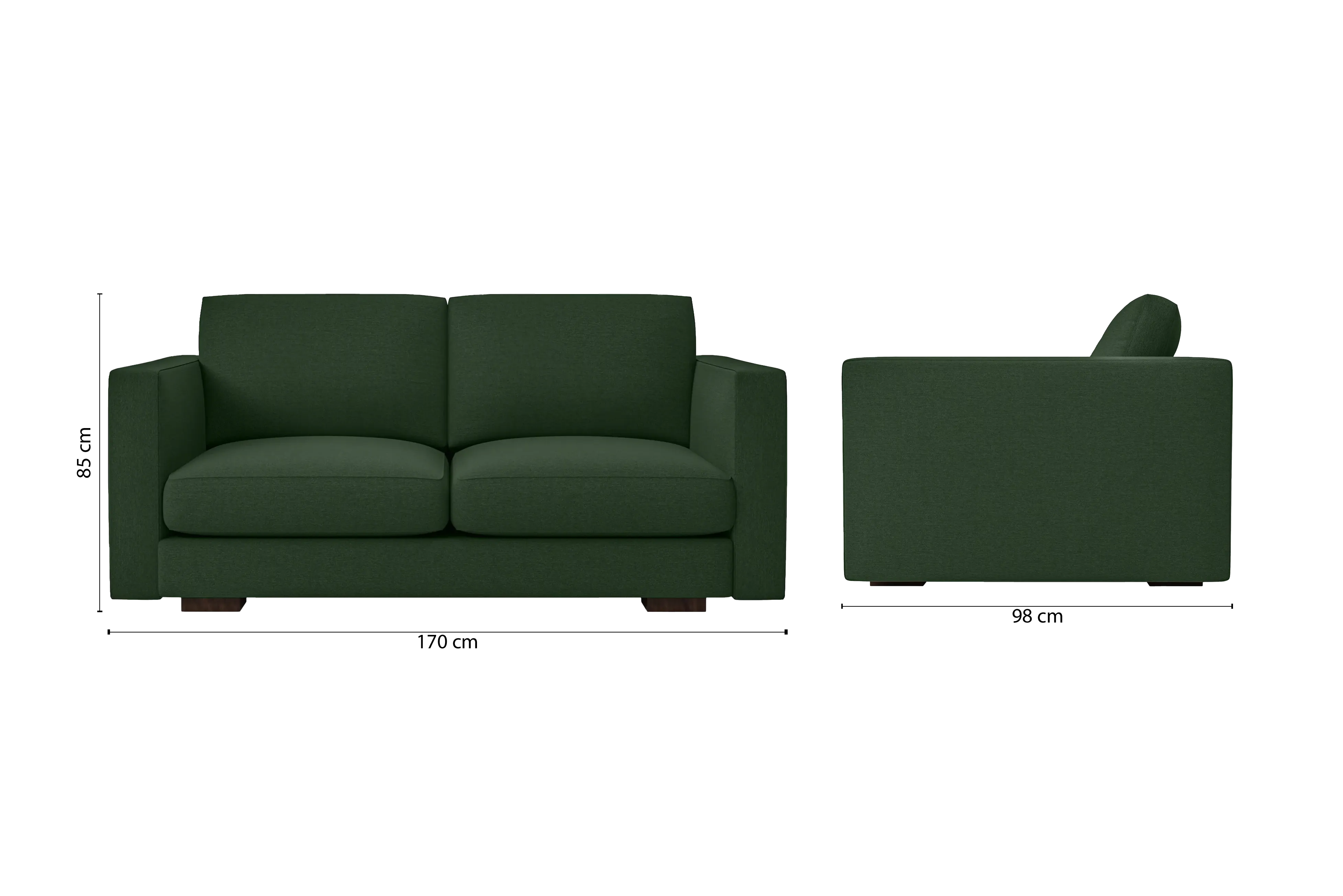 Messina 2 Seater Sofa Forest Green Linen Fabric