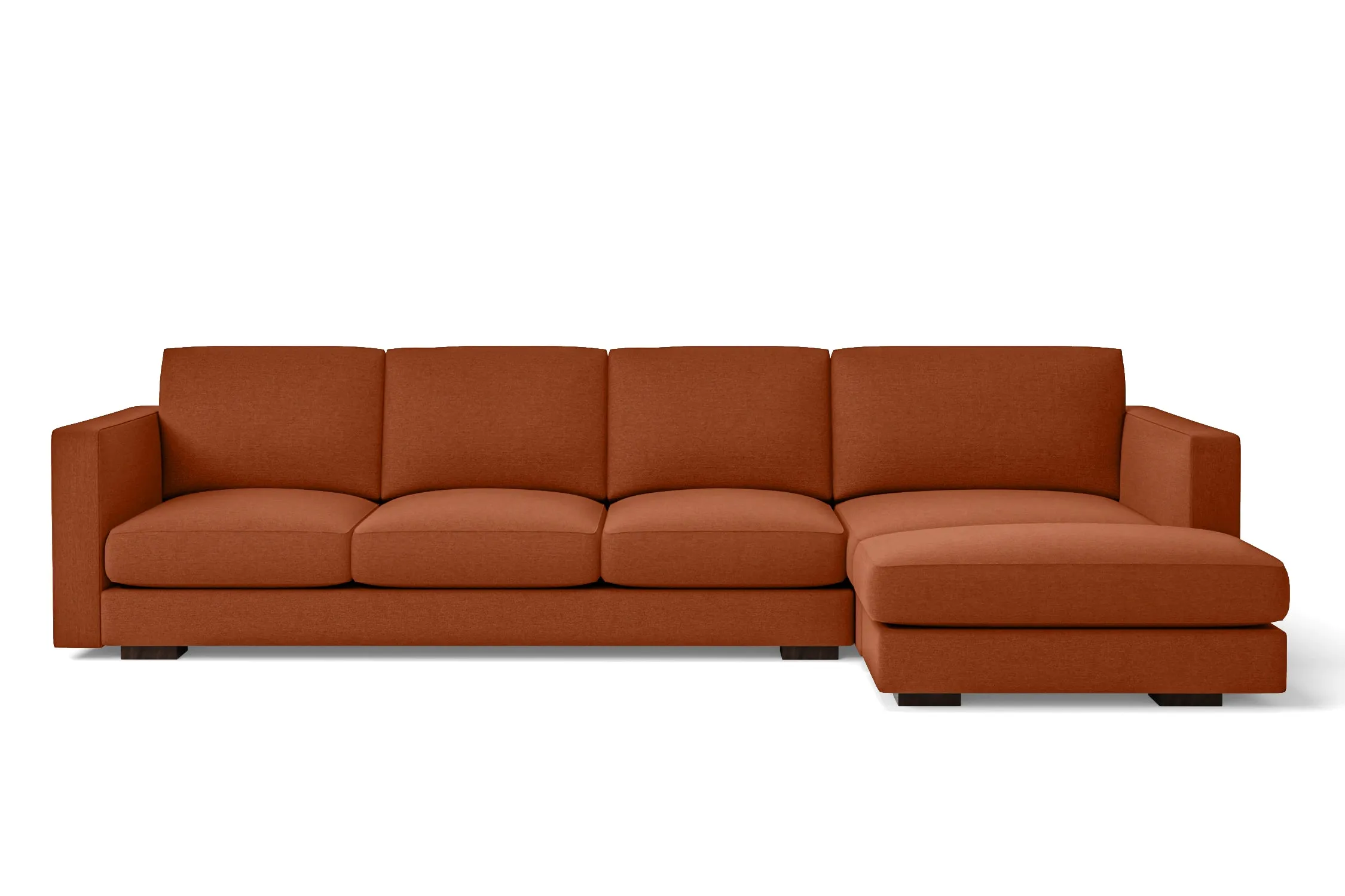 Messina 4 Seater Right Hand Facing Chaise Lounge Corner Sofa Orange Linen Fabric