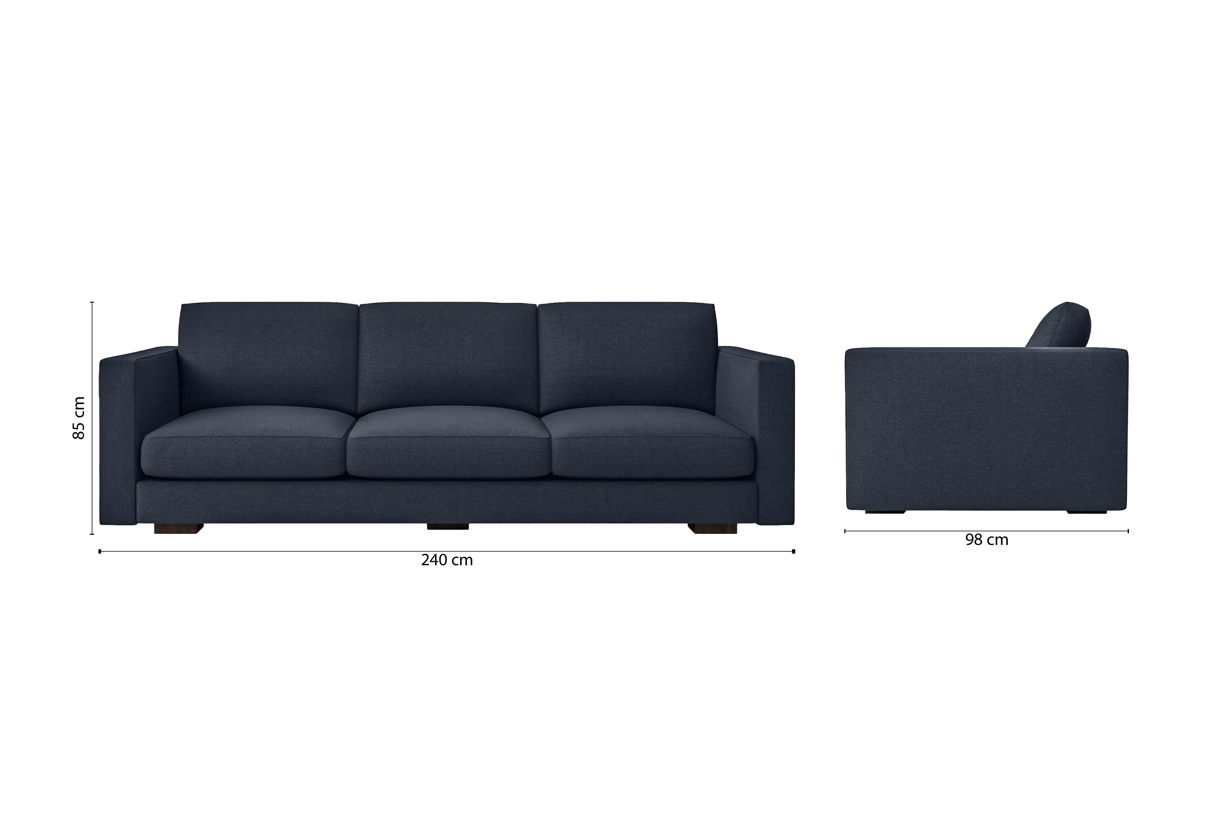 Messina 4 Seater Sofa Dark Blue Linen Fabric