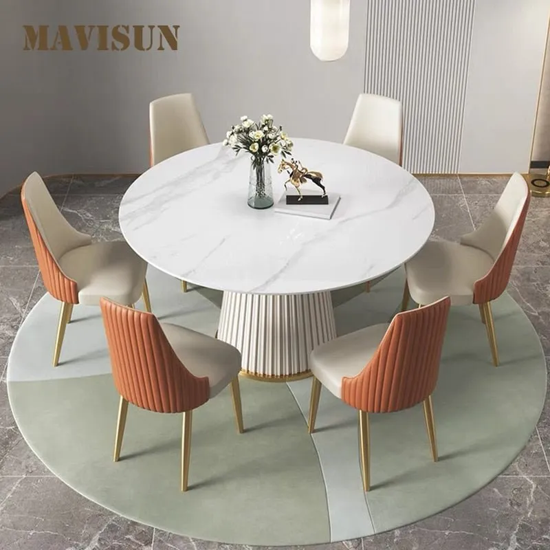 Modern Round Marble Dining Table Set