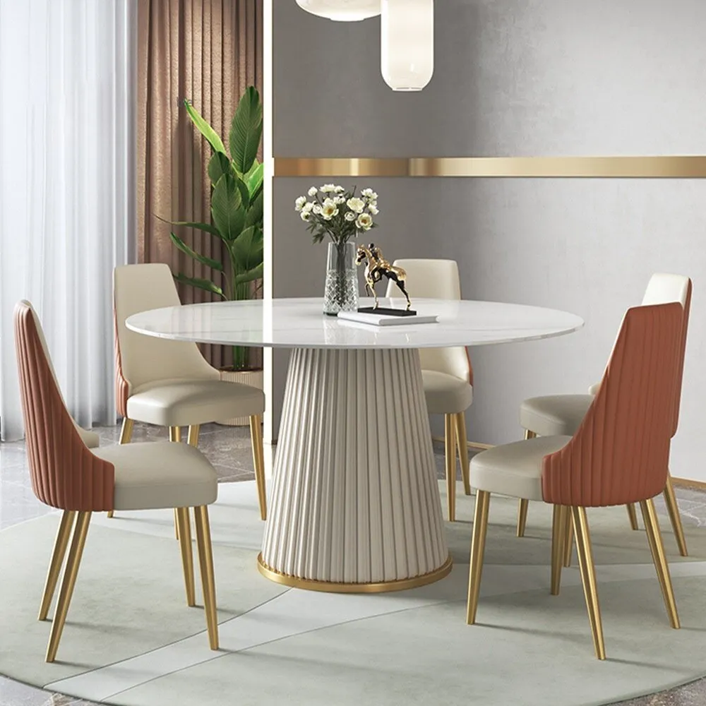 Modern Round Marble Dining Table Set