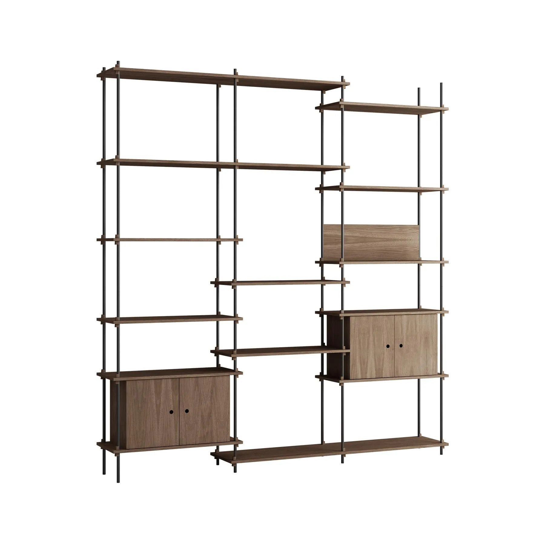 MOEBE triple shelving system with 2 cabinets