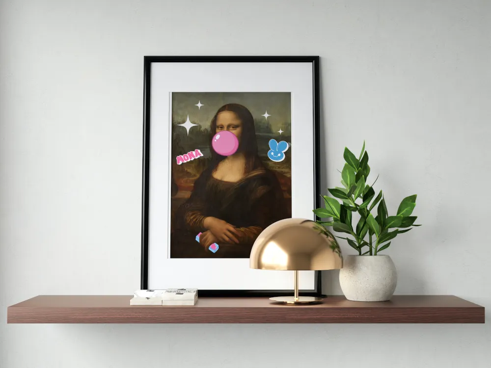 Mona Lisa Bubble Gum Poster PRINTABLE WALL ART, Mona Lisa Poster, Graffiti Wall Art, Mona Lisa Pop Art, Renaissance Portrait Altered Art