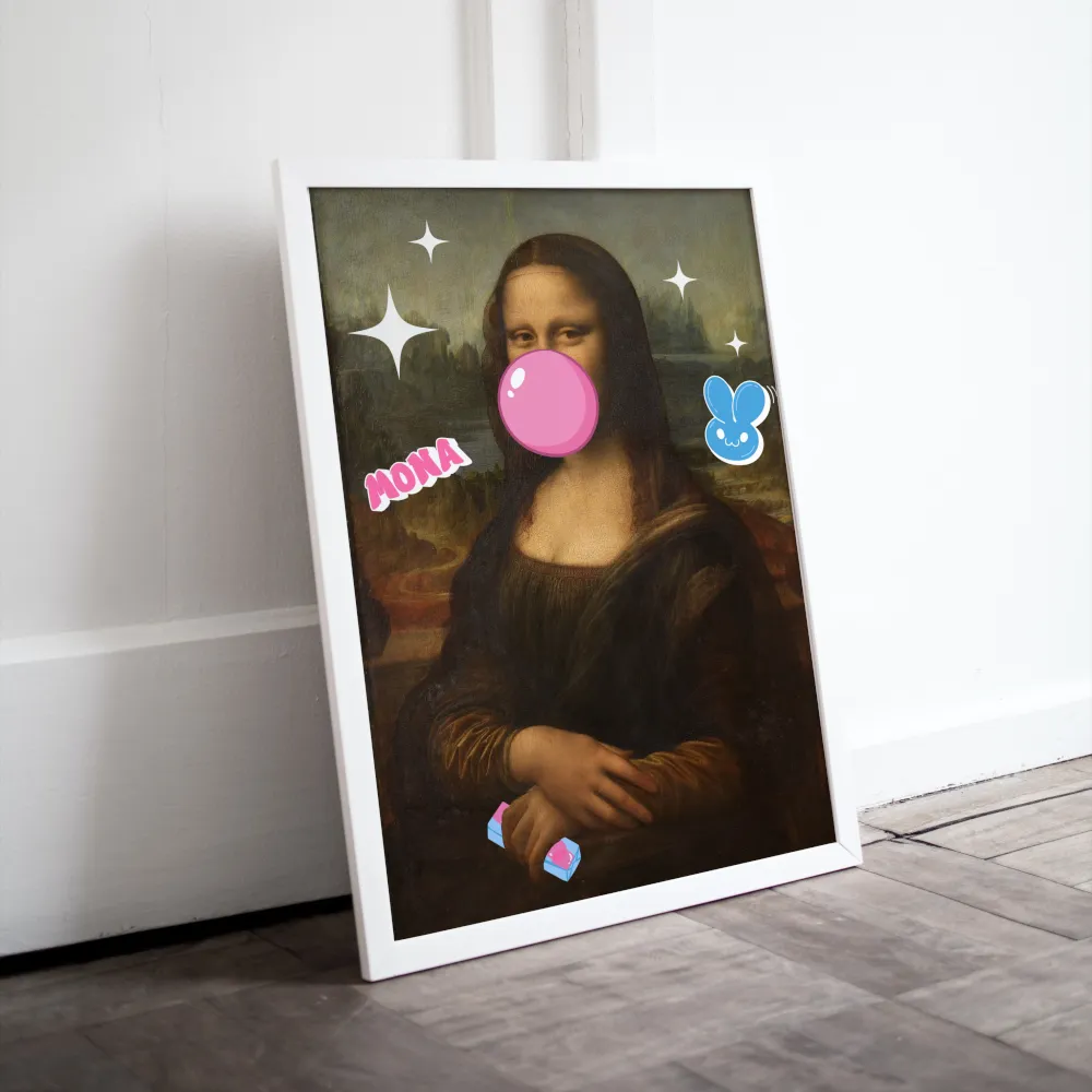 Mona Lisa Bubble Gum Poster PRINTABLE WALL ART, Mona Lisa Poster, Graffiti Wall Art, Mona Lisa Pop Art, Renaissance Portrait Altered Art