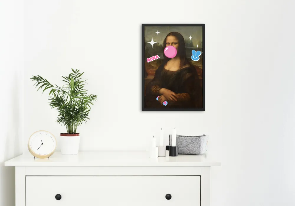 Mona Lisa Bubble Gum Poster PRINTABLE WALL ART, Mona Lisa Poster, Graffiti Wall Art, Mona Lisa Pop Art, Renaissance Portrait Altered Art