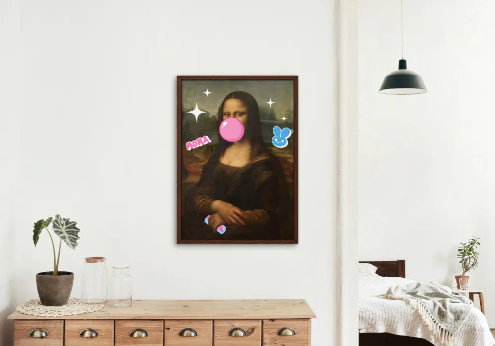 Mona Lisa Bubble Gum Poster PRINTABLE WALL ART, Mona Lisa Poster, Graffiti Wall Art, Mona Lisa Pop Art, Renaissance Portrait Altered Art